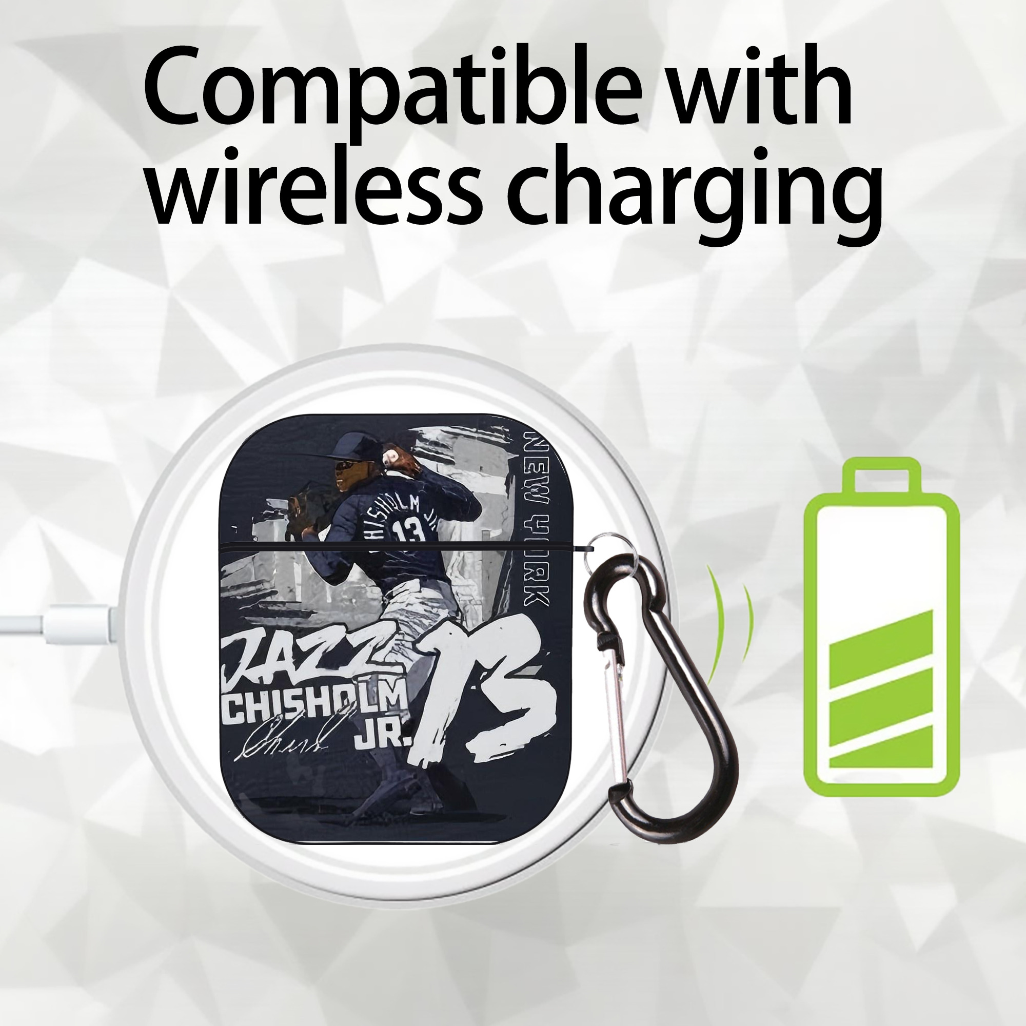 Jazz Chisholm Jr. 61 AirPods 2 Case Hard Shell Black, Flexible PC Material, Precise Cutouts, Full Protection, Anti-Fingerprint, Washable, Includes Keychain – Durable & Slim Design