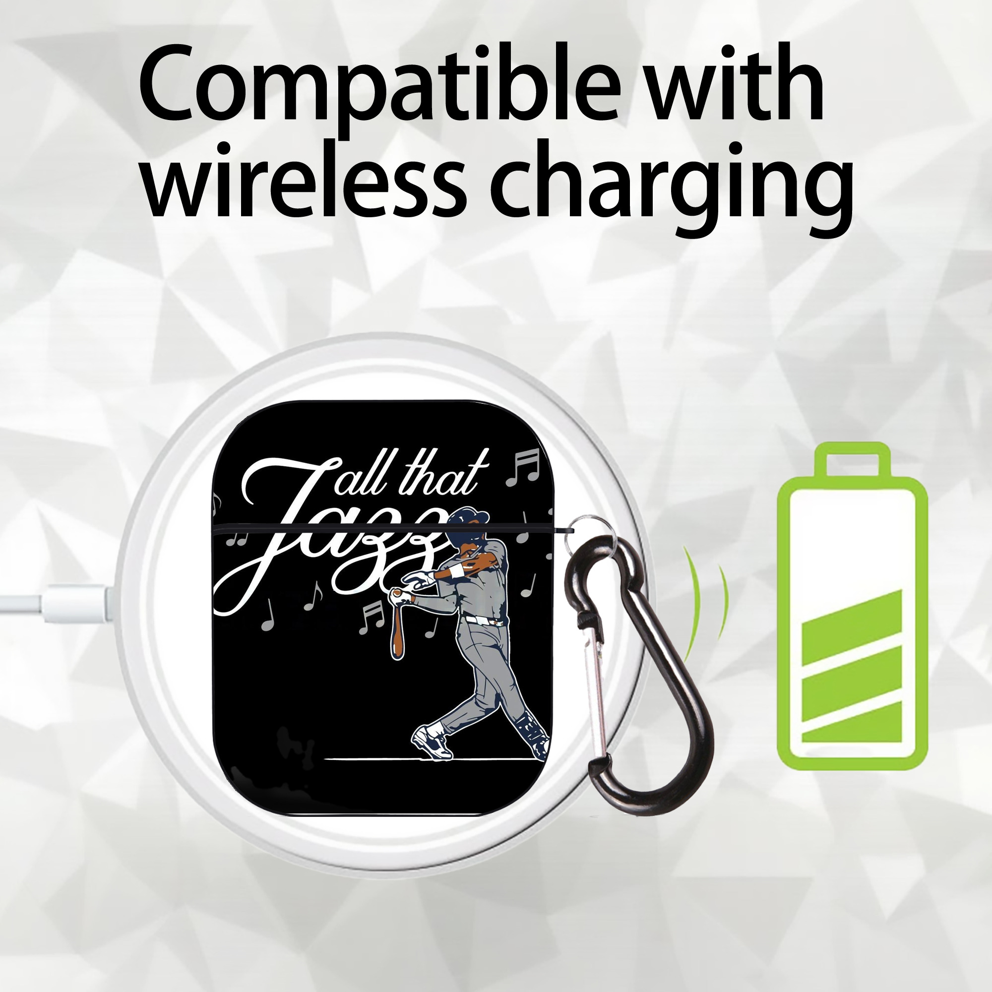 Jazz Chisholm Jr. 62 AirPods 2 Case Hard Shell Black, Flexible PC Material, Precise Cutouts, Full Protection, Anti-Fingerprint, Washable, Includes Keychain – Durable & Slim Design