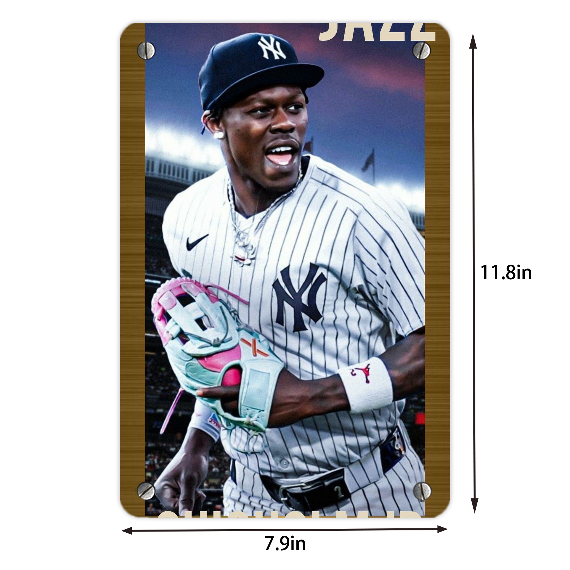 Jazz Chisholm Jr. 44 Metal Tin Sign 8x12inch - High-Quality Full-Print Decorative Wall Art, Durable Rust-Resistant Metal Plaque For Living Room, Bedroom, Kitchen, Office, Bar Décor