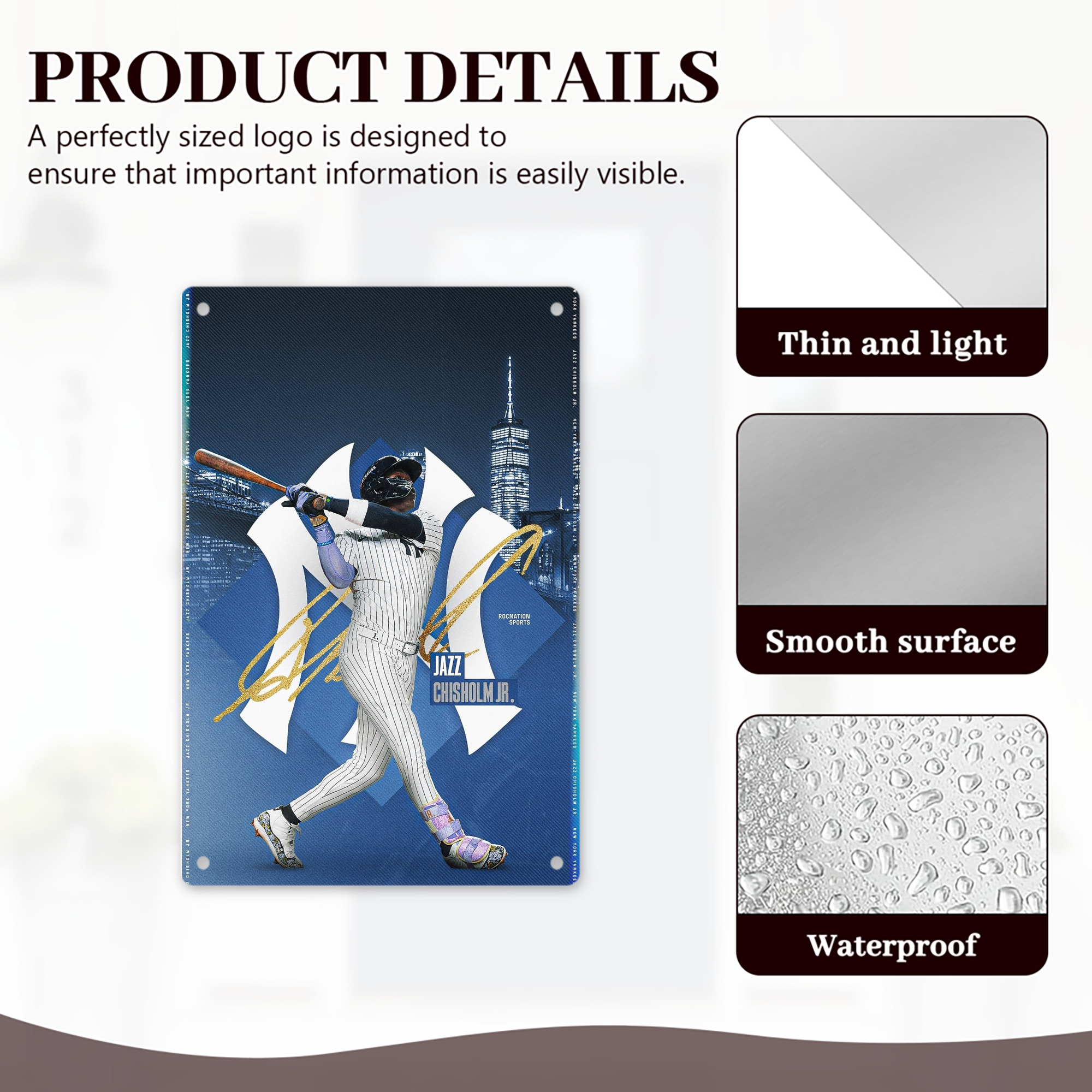 Jazz Chisholm Jr. 36 8x12inch Vertical Aluminum Sign - Durable Fade-Resistant Indoor/Outdoor Safety & Information Plaque For Office, Hotel, Restaurant, Bar, Public Spaces