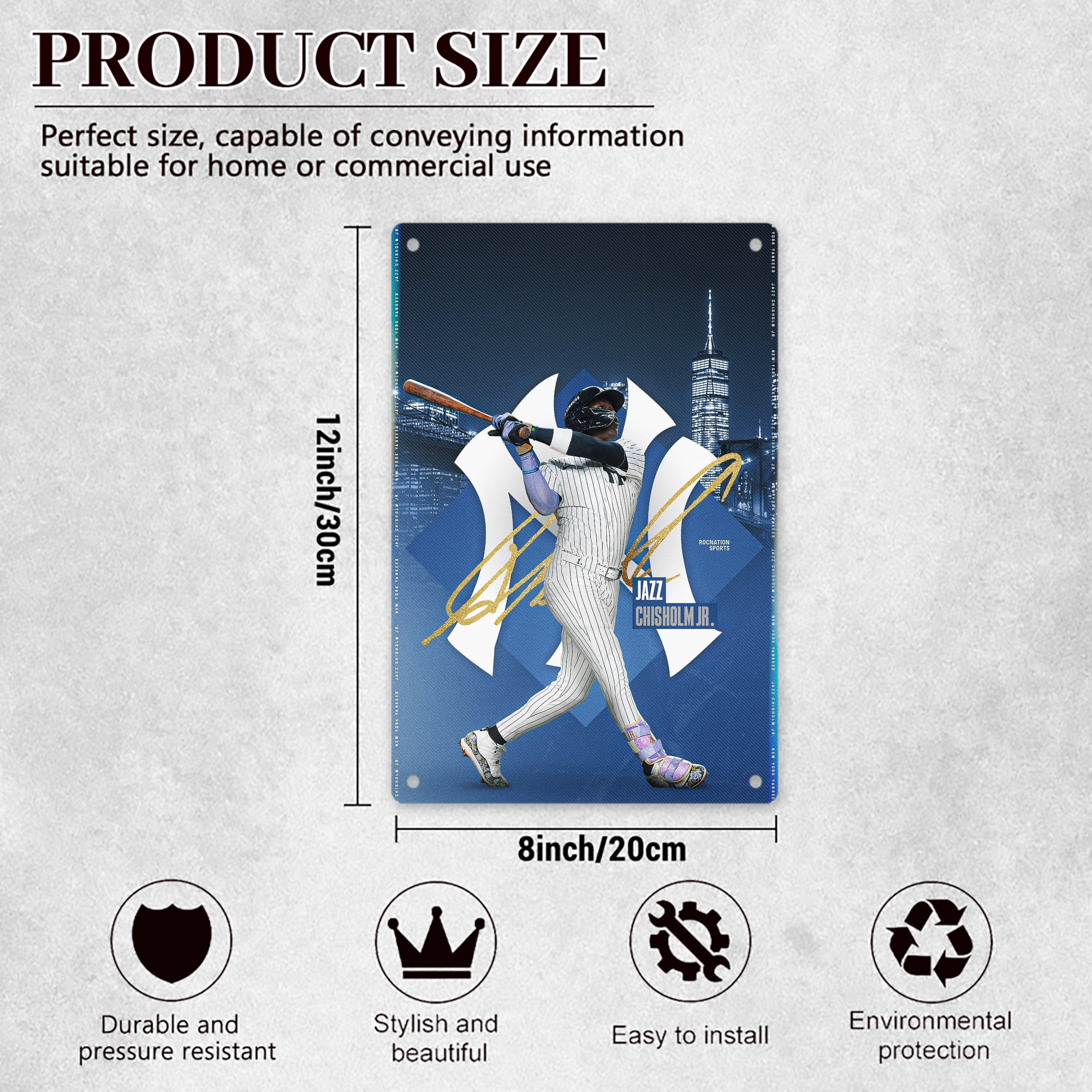 Jazz Chisholm Jr. 36 8x12inch Vertical Aluminum Sign - Durable Fade-Resistant Indoor/Outdoor Safety & Information Plaque For Office, Hotel, Restaurant, Bar, Public Spaces