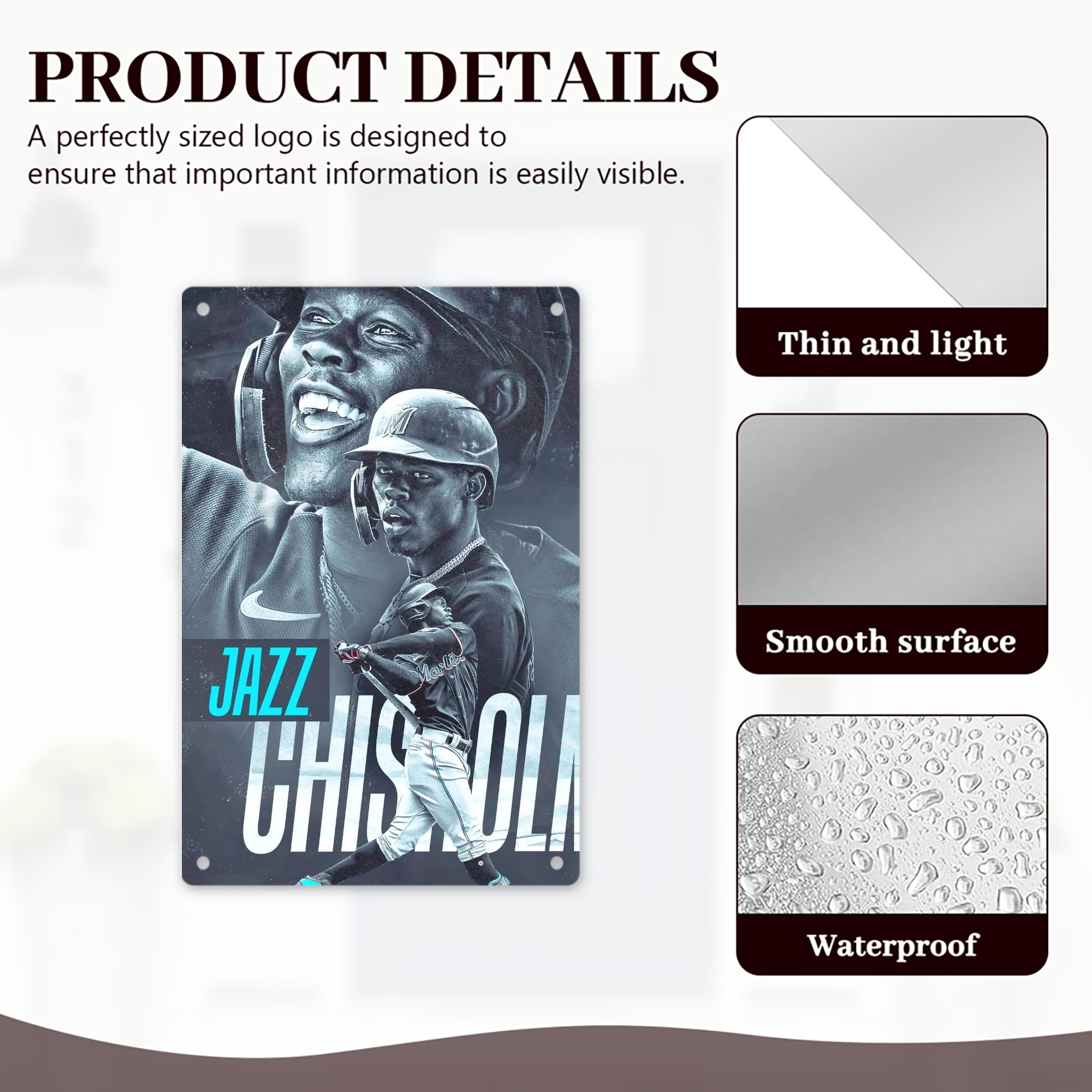 Jazz Chisholm Jr. 45 8x12inch Vertical Aluminum Sign - Durable Fade-Resistant Indoor/Outdoor Safety & Information Plaque For Office, Hotel, Restaurant, Bar, Public Spaces