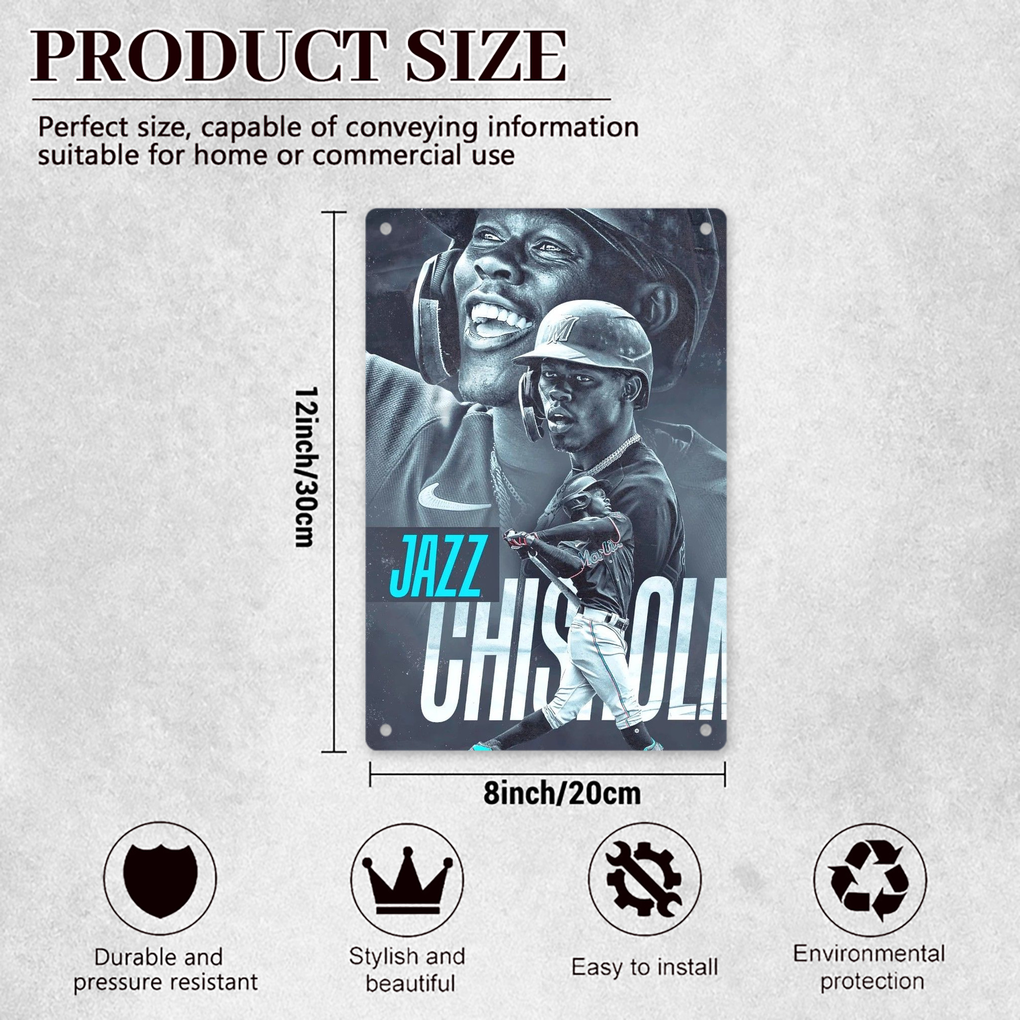 Jazz Chisholm Jr. 45 8x12inch Vertical Aluminum Sign - Durable Fade-Resistant Indoor/Outdoor Safety & Information Plaque For Office, Hotel, Restaurant, Bar, Public Spaces