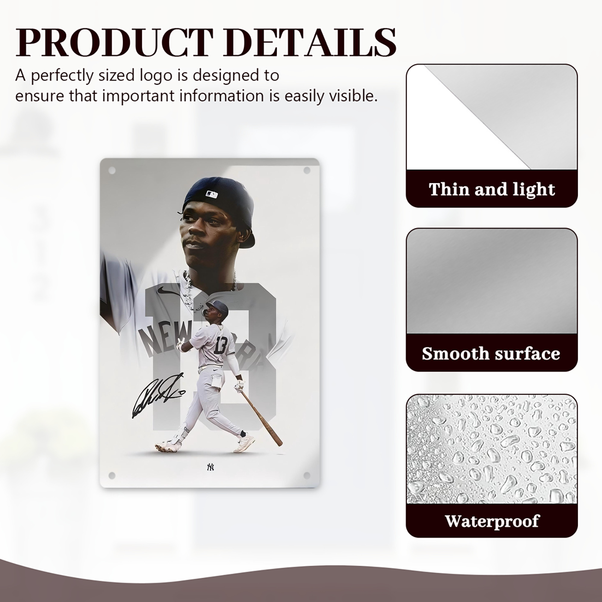 Jazz Chisholm Jr. 50 8x12inch Vertical Aluminum Sign - Durable Fade-Resistant Indoor/Outdoor Safety & Information Plaque For Office, Hotel, Restaurant, Bar, Public Spaces