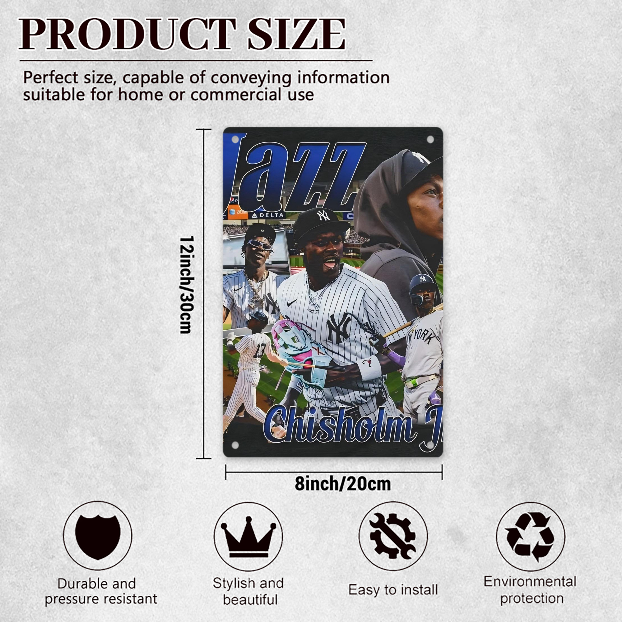 Jazz Chisholm Jr. 55 8x12inch Vertical Aluminum Sign - Durable Fade-Resistant Indoor/Outdoor Safety & Information Plaque For Office, Hotel, Restaurant, Bar, Public Spaces