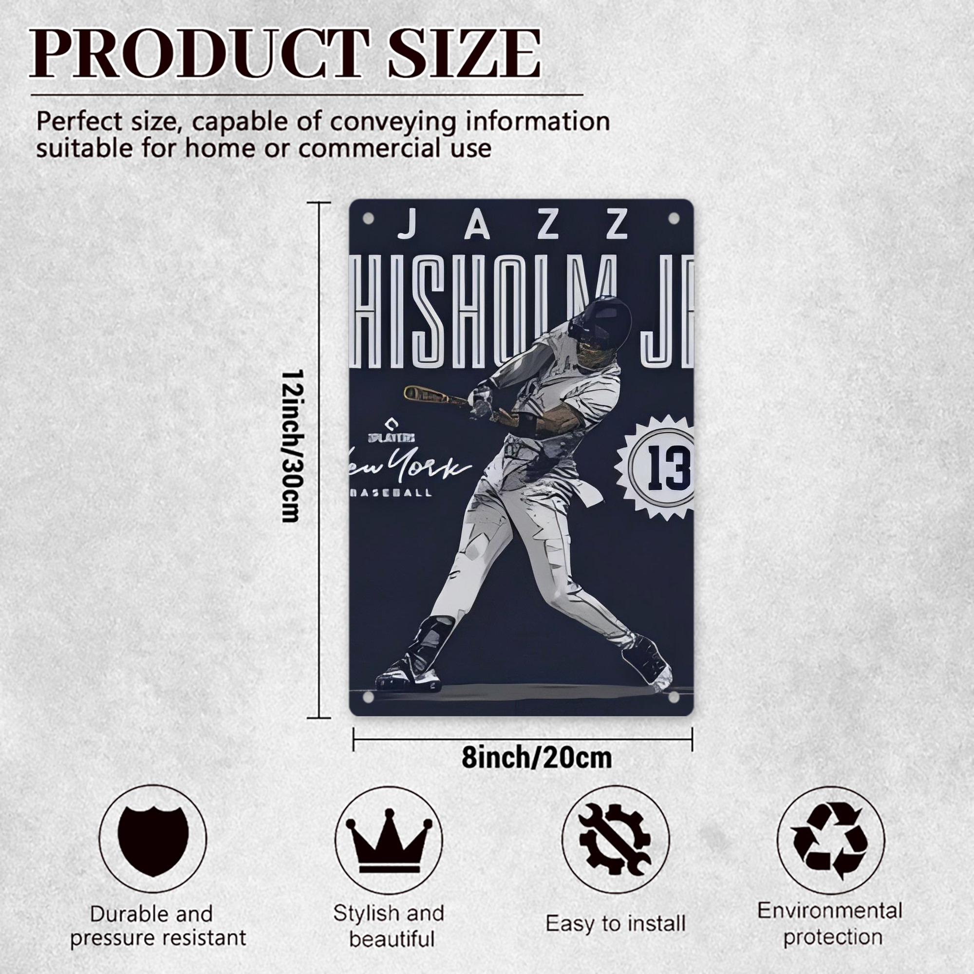 Jazz Chisholm Jr. 60 8x12inch Vertical Aluminum Sign - Durable Fade-Resistant Indoor/Outdoor Safety & Information Plaque For Office, Hotel, Restaurant, Bar, Public Spaces