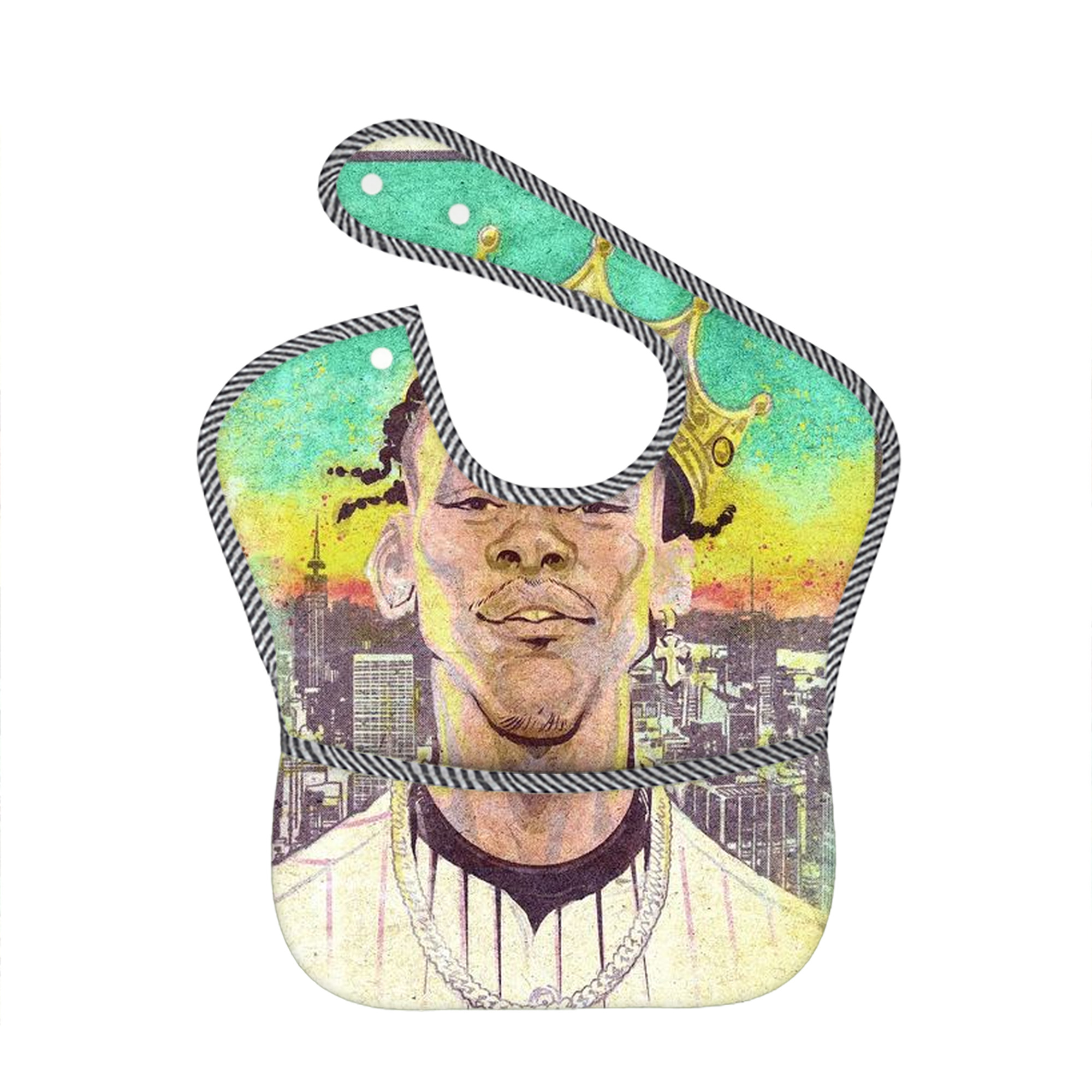 Jazz Chisholm Jr. 68 Adjustable Waterproof Toddler Bib – Full-Print Durable Polyester – Foldable Crumb Pocket – Easy Snap Closure – Soft