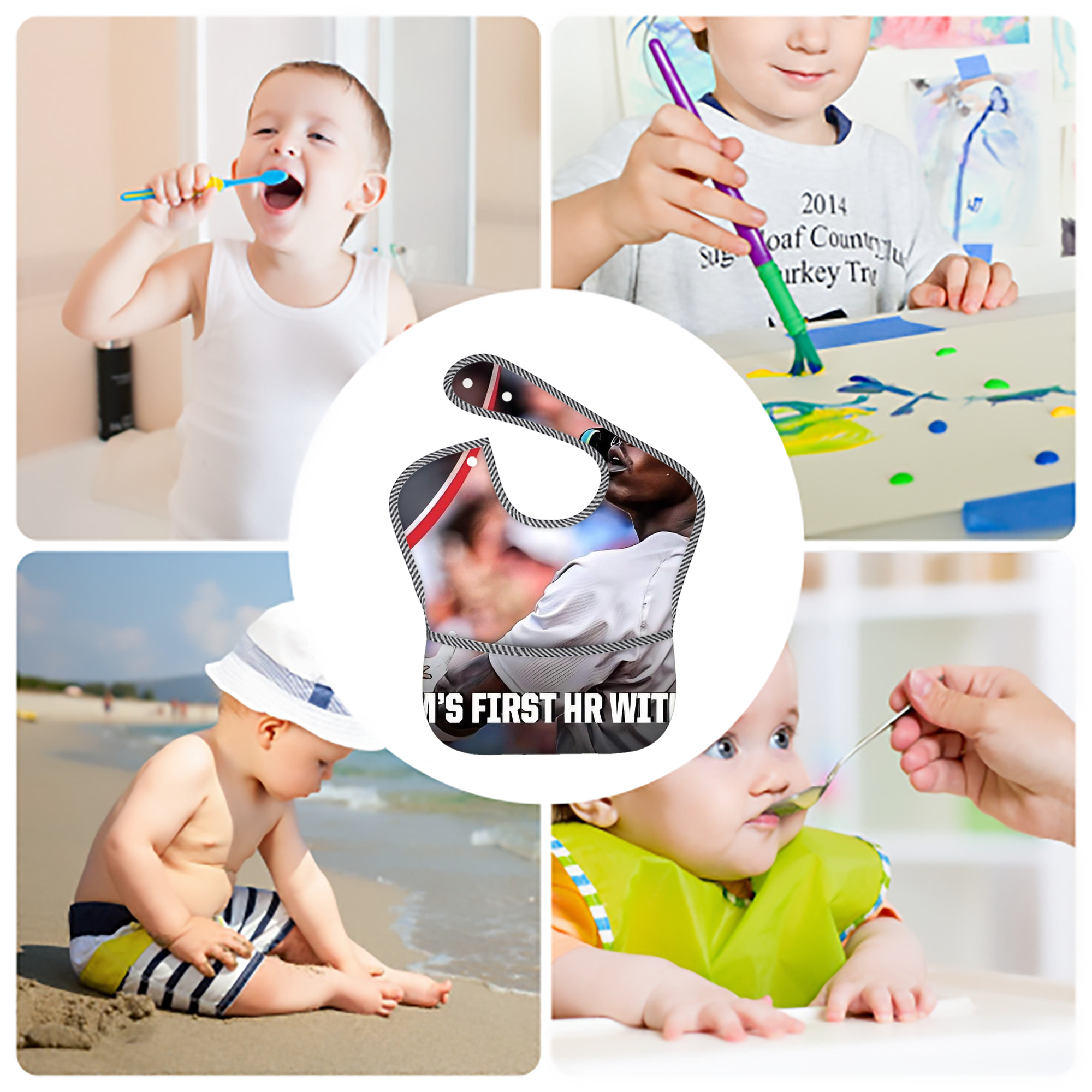 Jazz Chisholm Jr. 69 Adjustable Waterproof Toddler Bib – Full-Print Durable Polyester – Foldable Crumb Pocket – Easy Snap Closure – Soft