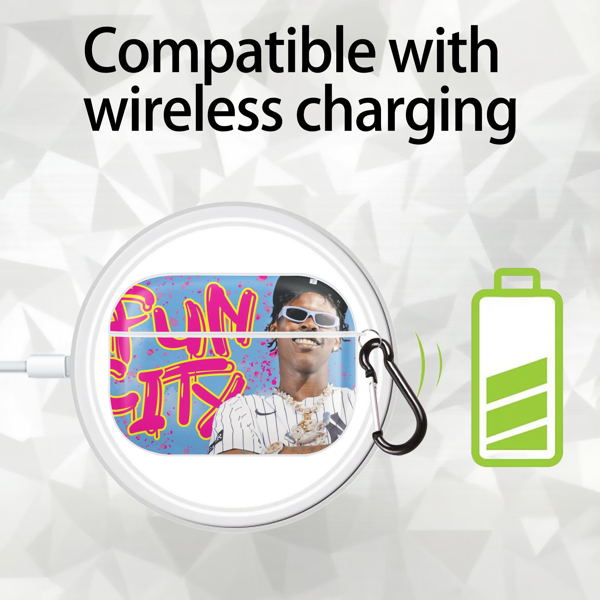 Jazz Chisholm Jr. 66 AirPods Pro Hard Case White With Keychain, Durable Flexible PC, Precise Cutouts, Anti-Fingerprint, Yellowing & Scratch Resistant, Full Protection, Washable