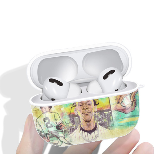 Jazz Chisholm Jr. 68 AirPods Pro Hard Case White With Keychain, Durable Flexible PC, Precise Cutouts, Anti-Fingerprint, Yellowing & Scratch Resistant, Full Protection, Washable