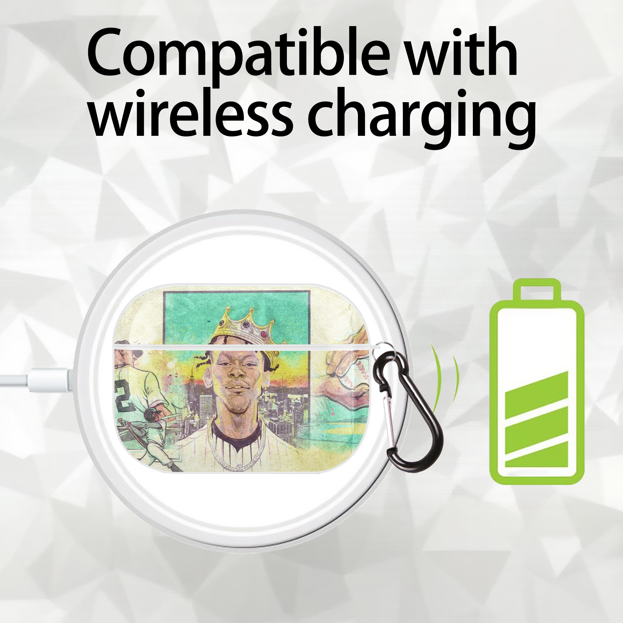 Jazz Chisholm Jr. 68 AirPods Pro Hard Case White With Keychain, Durable Flexible PC, Precise Cutouts, Anti-Fingerprint, Yellowing & Scratch Resistant, Full Protection, Washable