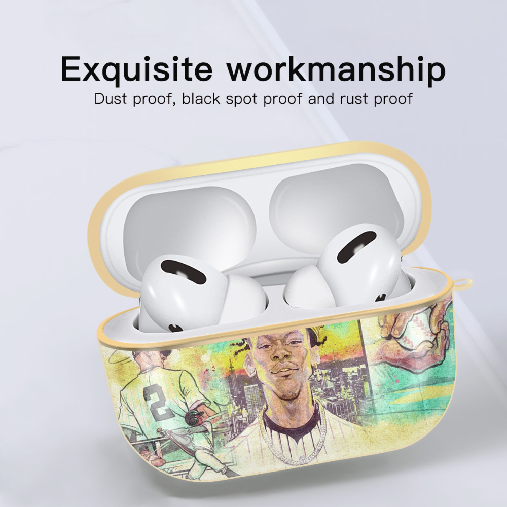 Jazz Chisholm Jr. 68 Luxury Gold AirPods Pro Case With Keychain, Flexible PC Material, Full Protection, Precise Cutouts, Anti-Fingerprint, Washable, Durable Design