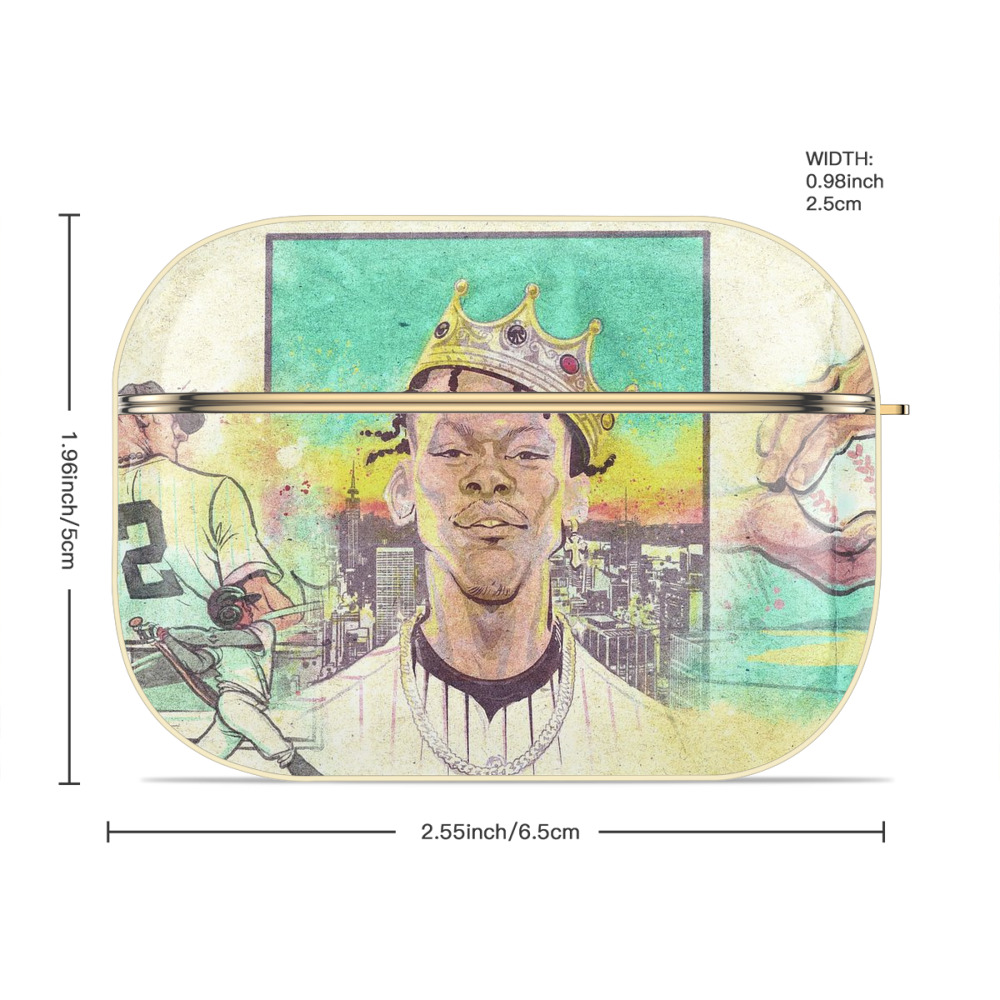 Jazz Chisholm Jr. 68 Luxury Gold AirPods Pro Case With Keychain, Flexible PC Material, Full Protection, Precise Cutouts, Anti-Fingerprint, Washable, Durable Design