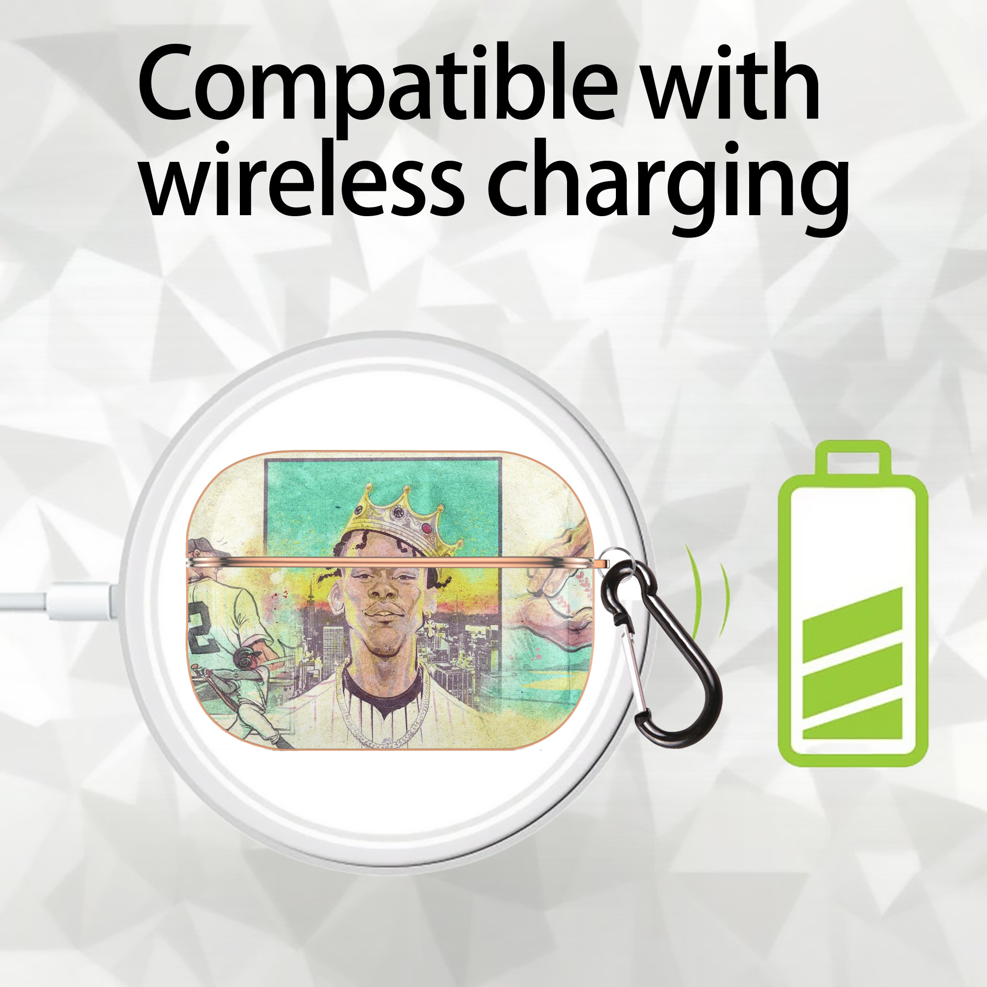 Jazz Chisholm Jr. 68 AirPods Pro Protective Case Rose Gold, Flexible PC Material, Precise Fit, Anti-Slip Cover, Full Protection, Fingerprint Resistant, Washable With Keychain