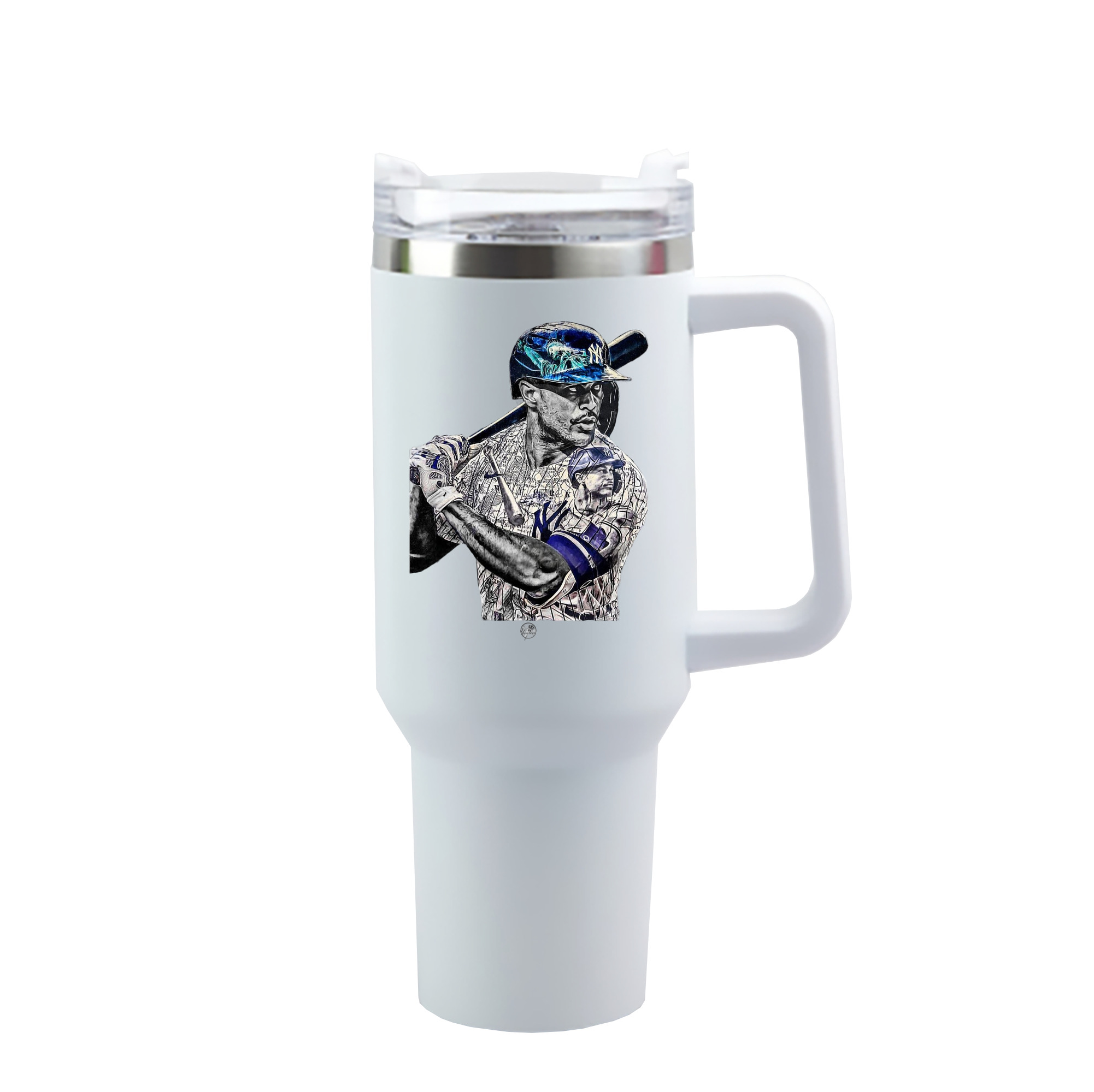 Giancarlo Stanton 5 40oz Handle Car Cup With Crystal Sticker Design – Durable Stainless Steel Travel Mug With Reusable Straw – Double Wall Insulated