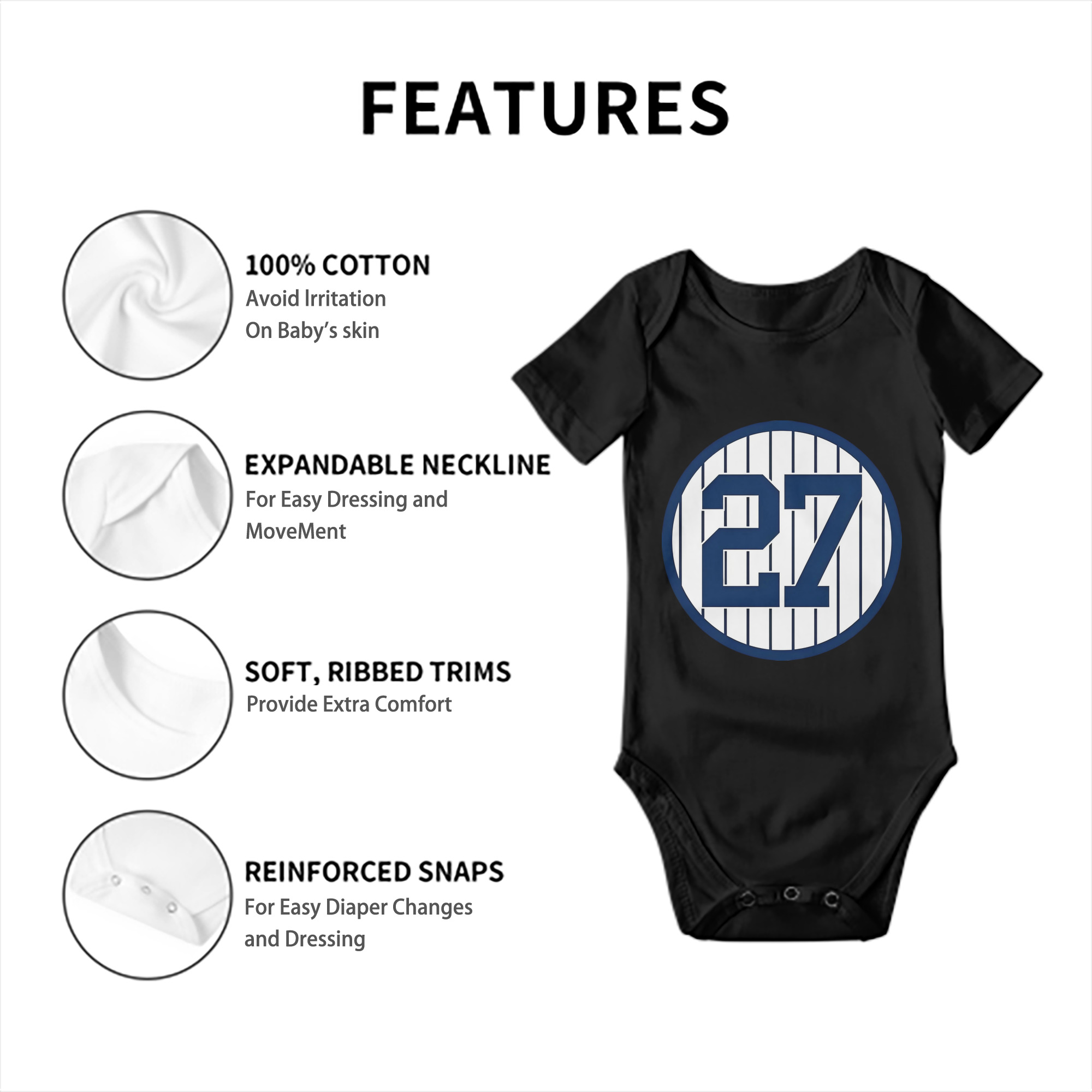 Giancarlo Stanton 3 Baby Short Sleeve Romper – 100% Cotton Soft & Breathable Digital Print Onesie With Easy Snap Closure And Envelope Shoulder – Comfortable For Daily Wear & Travel