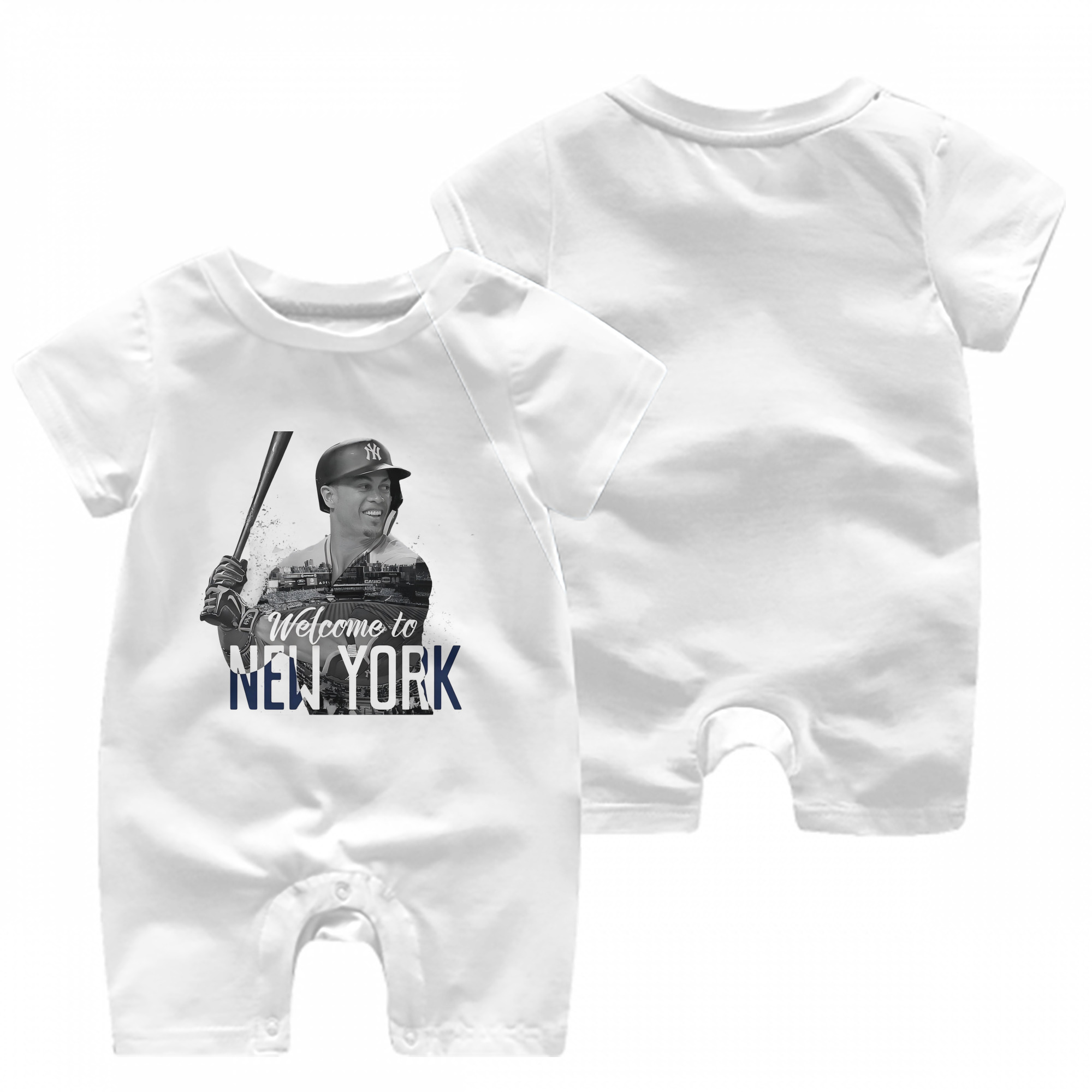 Giancarlo Stanton 4 Baby Short Sleeve Onesie – 100% Cotton Soft & Breathable Digital Print Romper – Double-Sided Print, Snap Closure For Easy Diaper Changes – Comfortable For Boys & Girls