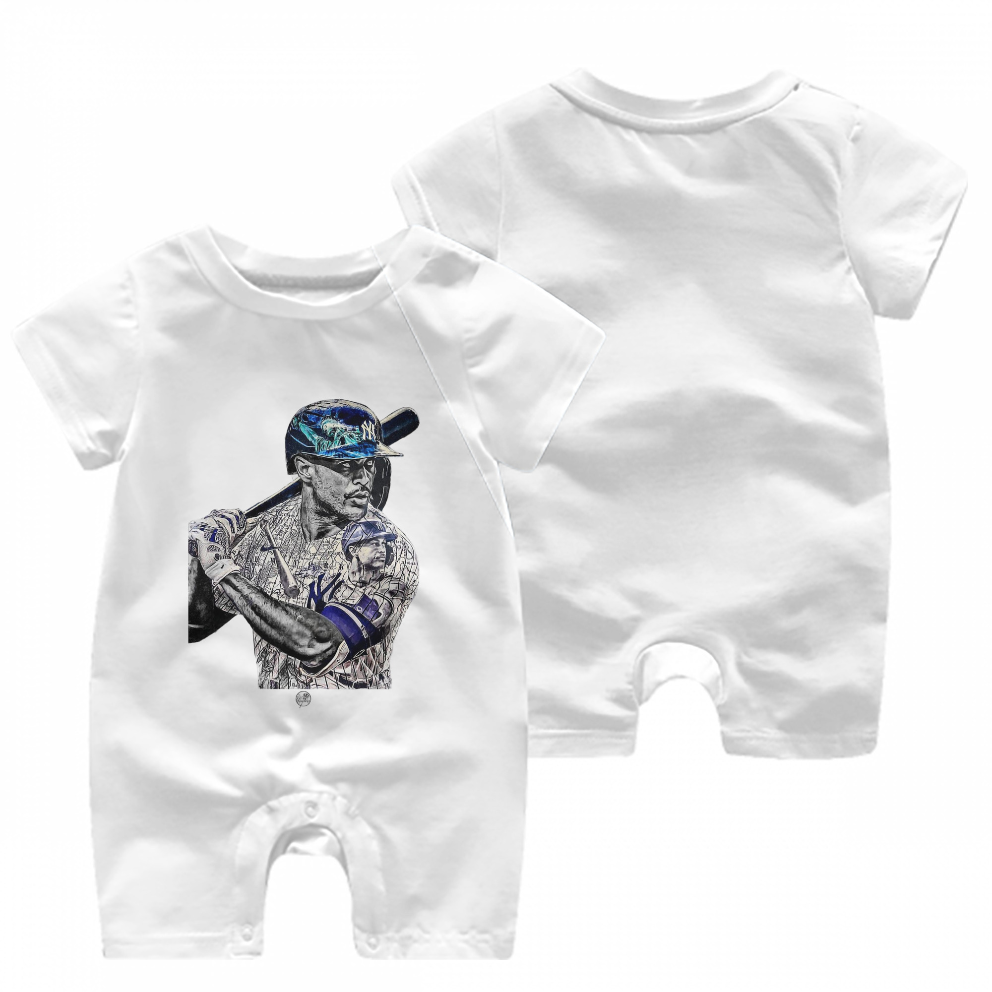 Giancarlo Stanton 5 Baby Short Sleeve Onesie – 100% Cotton Soft & Breathable Digital Print Romper – Double-Sided Print, Snap Closure For Easy Diaper Changes – Comfortable For Boys & Girls