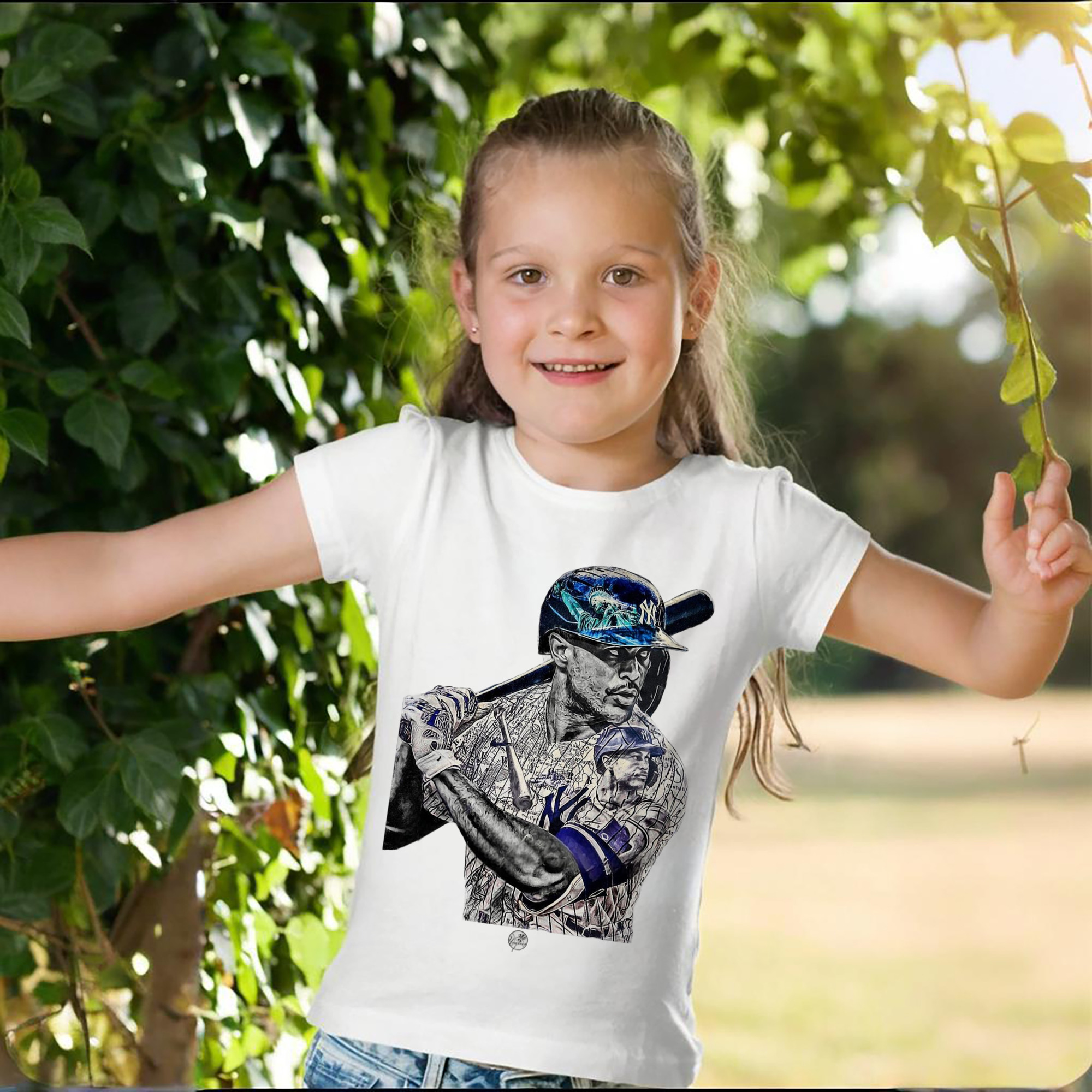 Giancarlo Stanton 5 Combed Cotton Kids T-Shirt 180g With Front Heat Transfer Print – Soft, Lightweight, Side-Seamed Design – Stylish And Comfortable Casual Wear For Everyday Activities