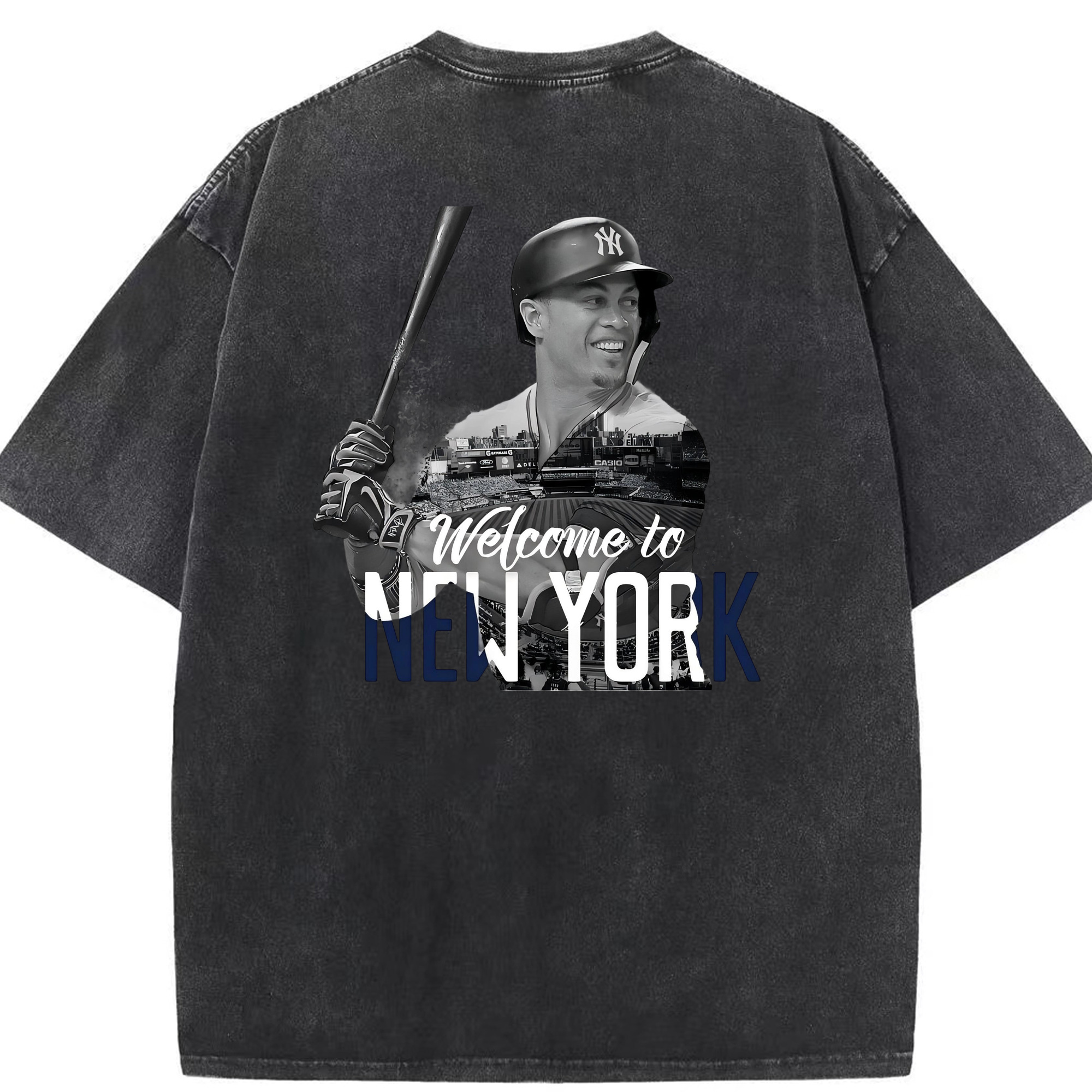 Giancarlo Stanton 4 Washed Vintage 230g Cotton Oversized T-Shirt With Back Heat Transfer Print – Soft, Lightweight & Stylish – Comfortable Casual Wear For Sports & Everyday Use