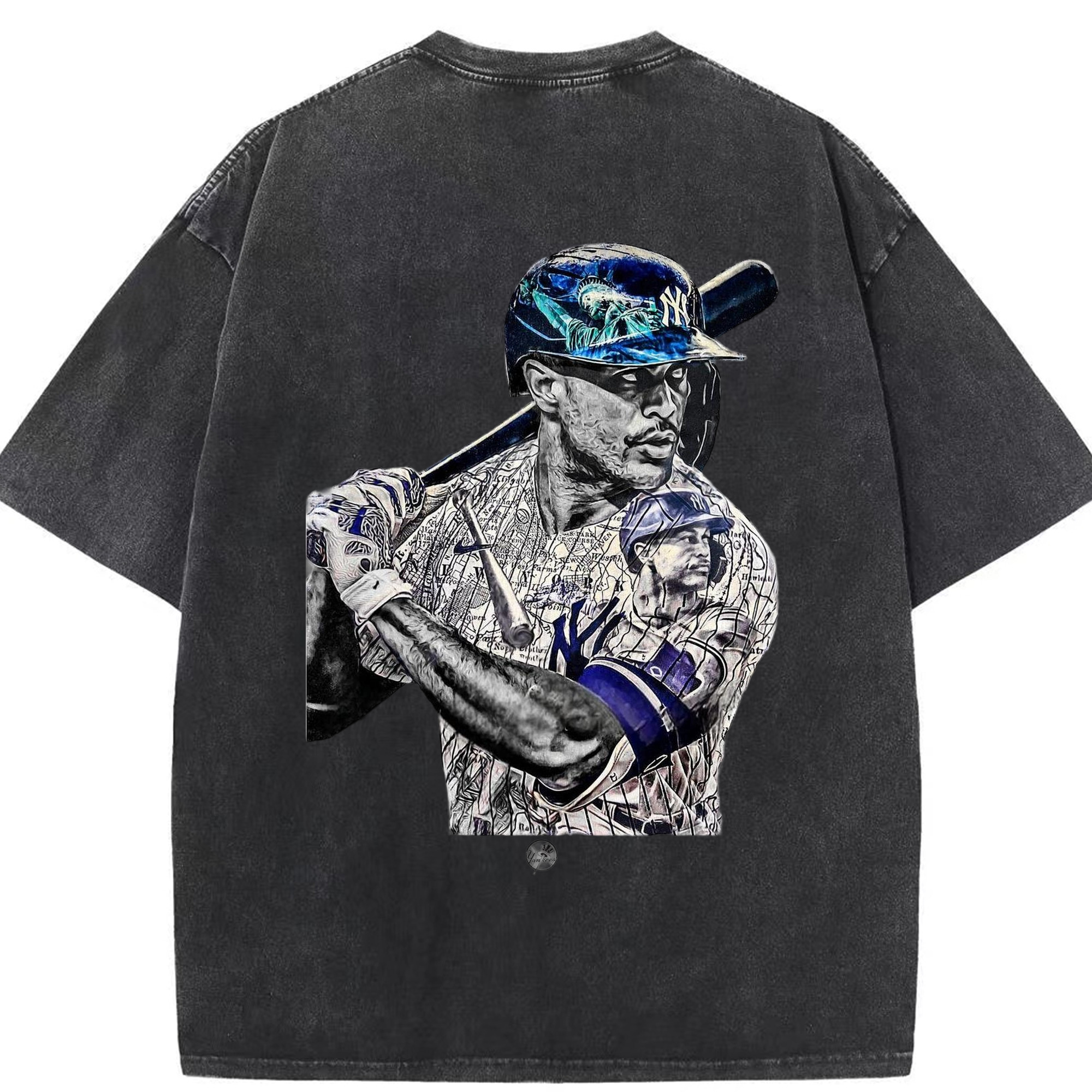 Giancarlo Stanton 5 Washed Vintage 230g Cotton Oversized T-Shirt With Back Heat Transfer Print – Soft, Lightweight & Stylish – Comfortable Casual Wear For Sports & Everyday Use