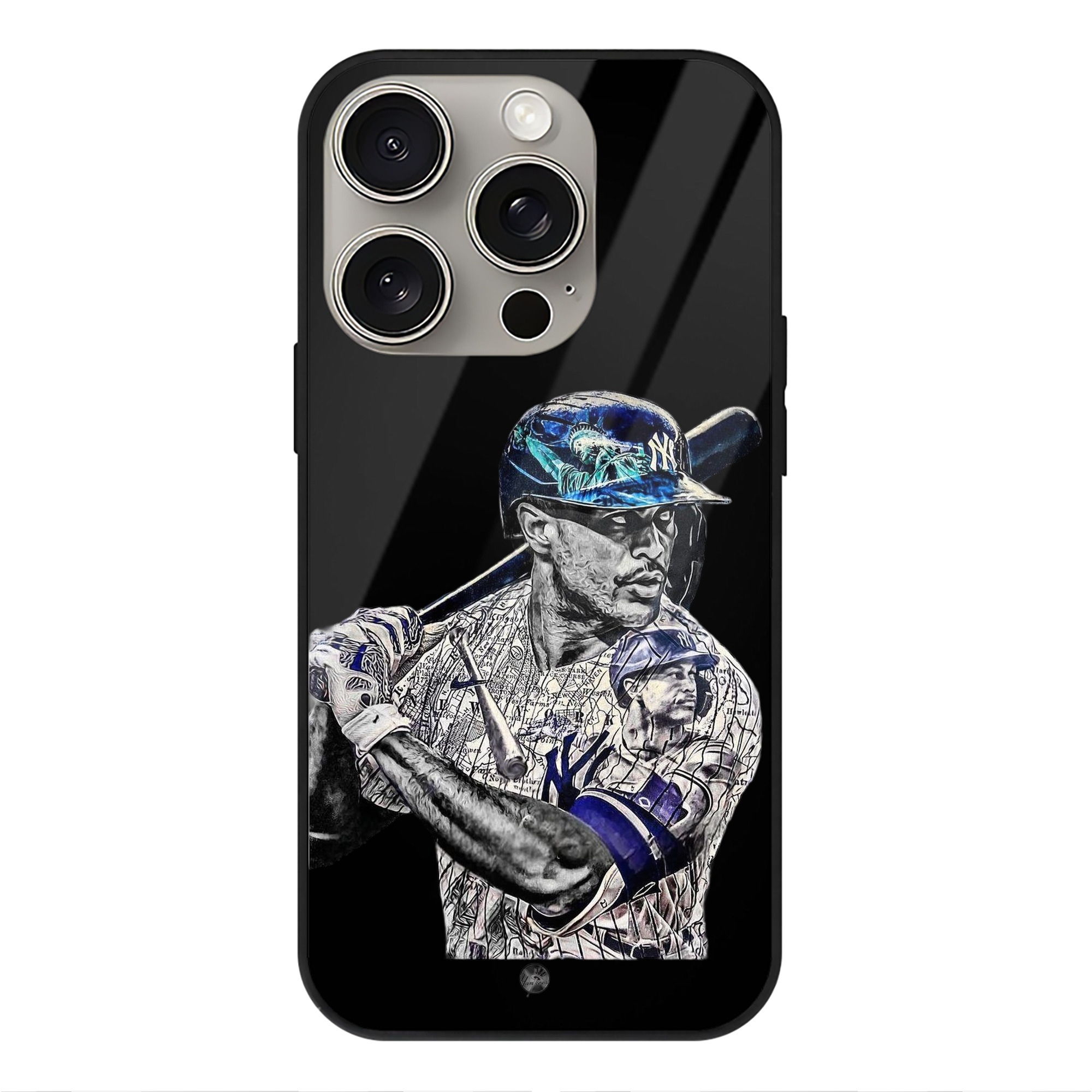 Giancarlo Stanton 5 IPhone 15 Pro Mirror Phone Case – UV Printed Glass + TPU – Scratch-Resistant, Wireless Charging Compatible, Precise Fit & Stylish Design