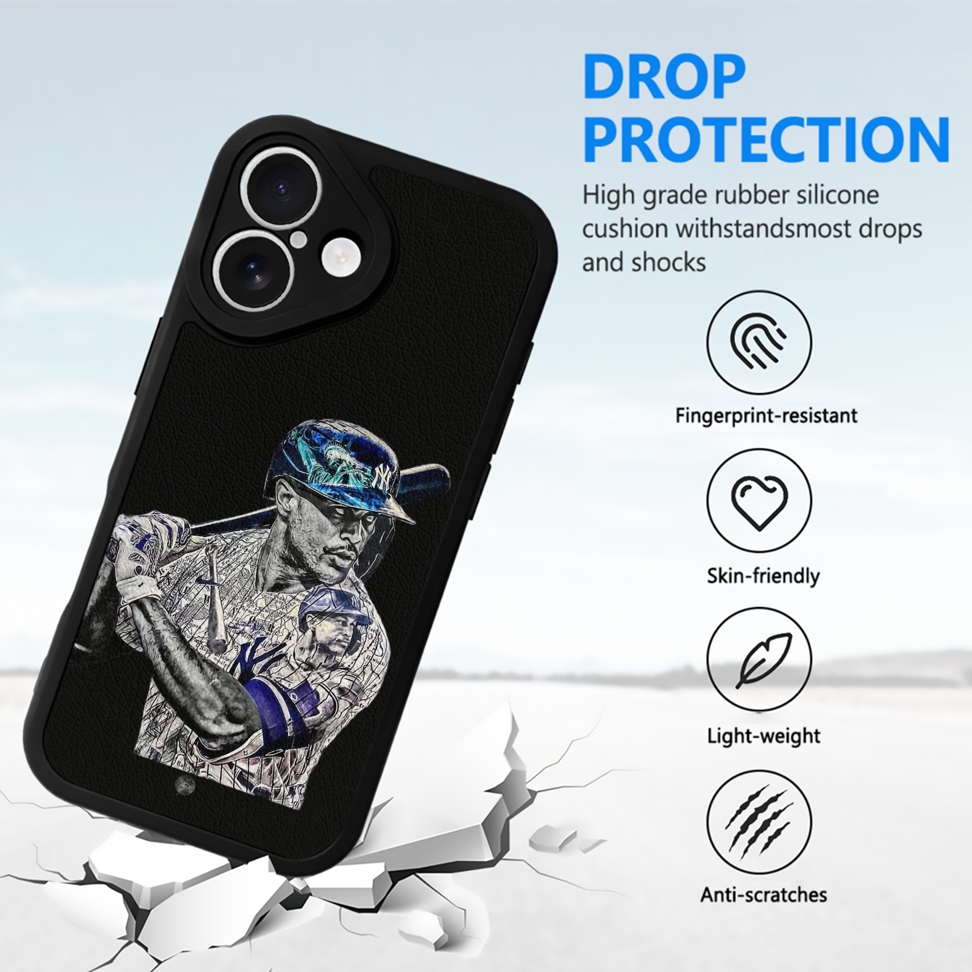 Giancarlo Stanton 5 IPhone 16 Silicone Leather Case – UV Print, Lambskin Texture – Perfect Fit, Wireless Charging Compatible, Scratch Resistant, Precise Cutouts – Stylish Protection For IPhone 16