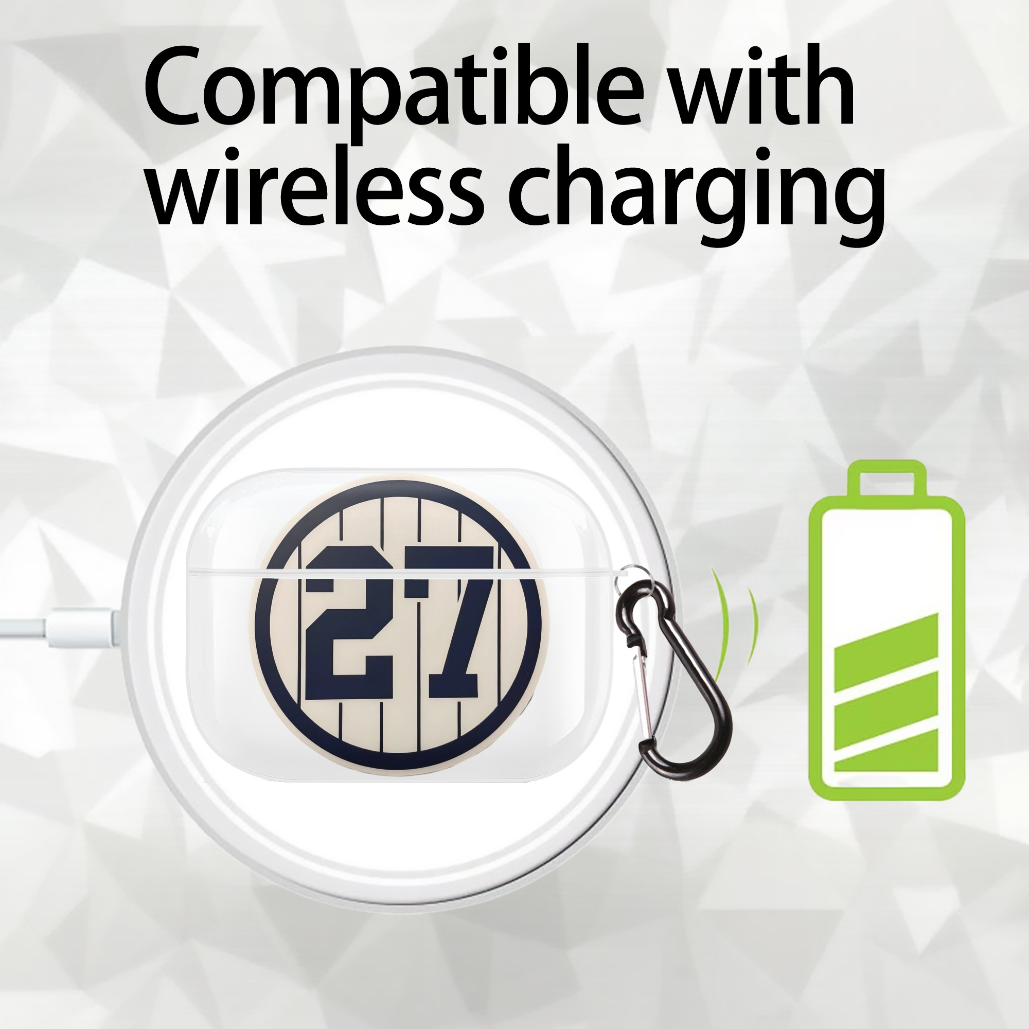 Giancarlo Stanton 2 AirPods Pro Hard Case White With Keychain, Durable Flexible PC, Precise Cutouts, Anti-Fingerprint, Yellowing & Scratch Resistant, Full Protection, Washable