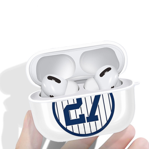 Giancarlo Stanton 3 AirPods Pro Hard Case White With Keychain, Durable Flexible PC, Precise Cutouts, Anti-Fingerprint, Yellowing & Scratch Resistant, Full Protection, Washable