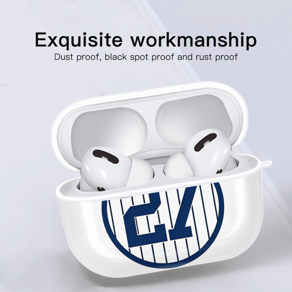 Giancarlo Stanton 3 AirPods Pro Hard Case White With Keychain, Durable Flexible PC, Precise Cutouts, Anti-Fingerprint, Yellowing & Scratch Resistant, Full Protection, Washable
