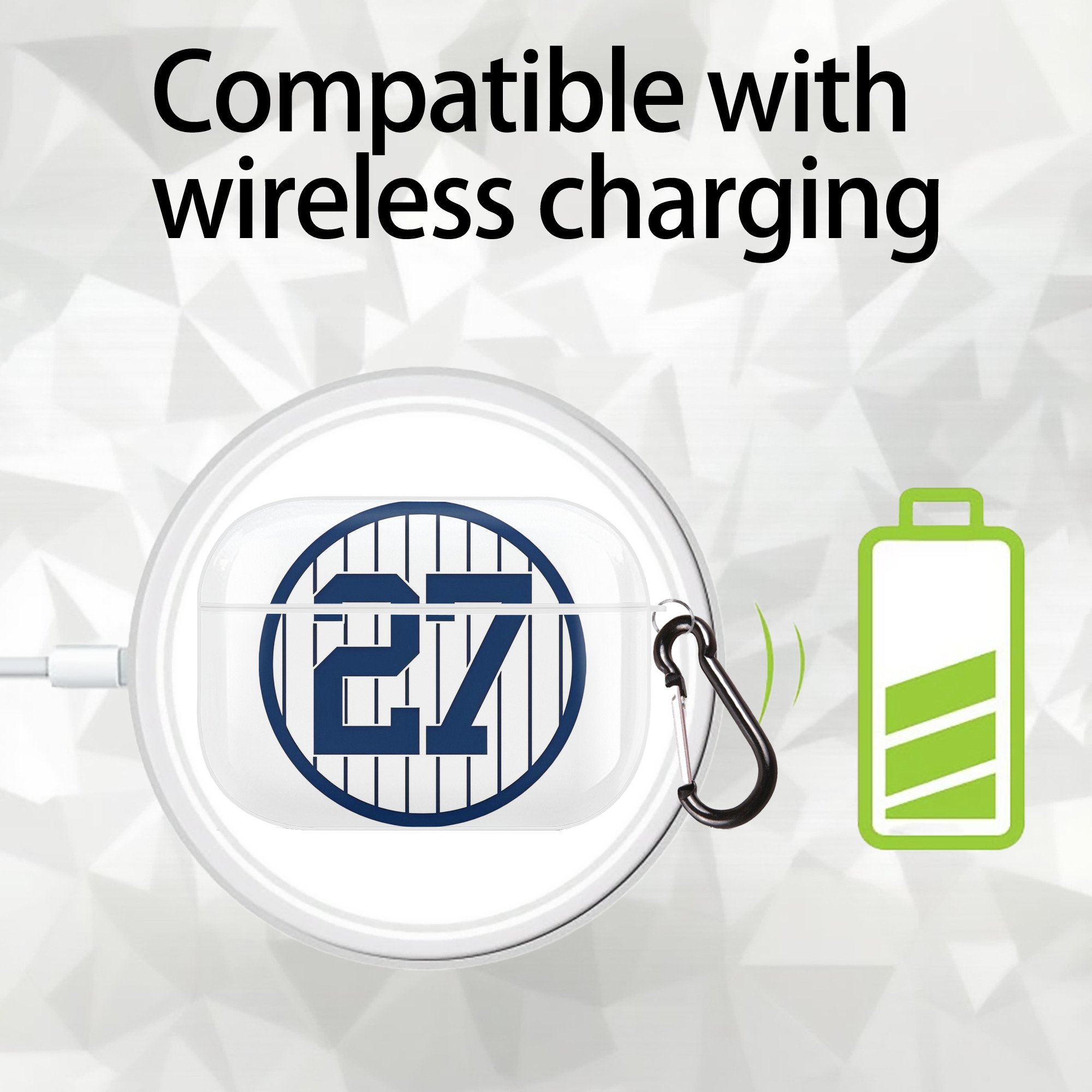 Giancarlo Stanton 3 AirPods Pro Hard Case White With Keychain, Durable Flexible PC, Precise Cutouts, Anti-Fingerprint, Yellowing & Scratch Resistant, Full Protection, Washable