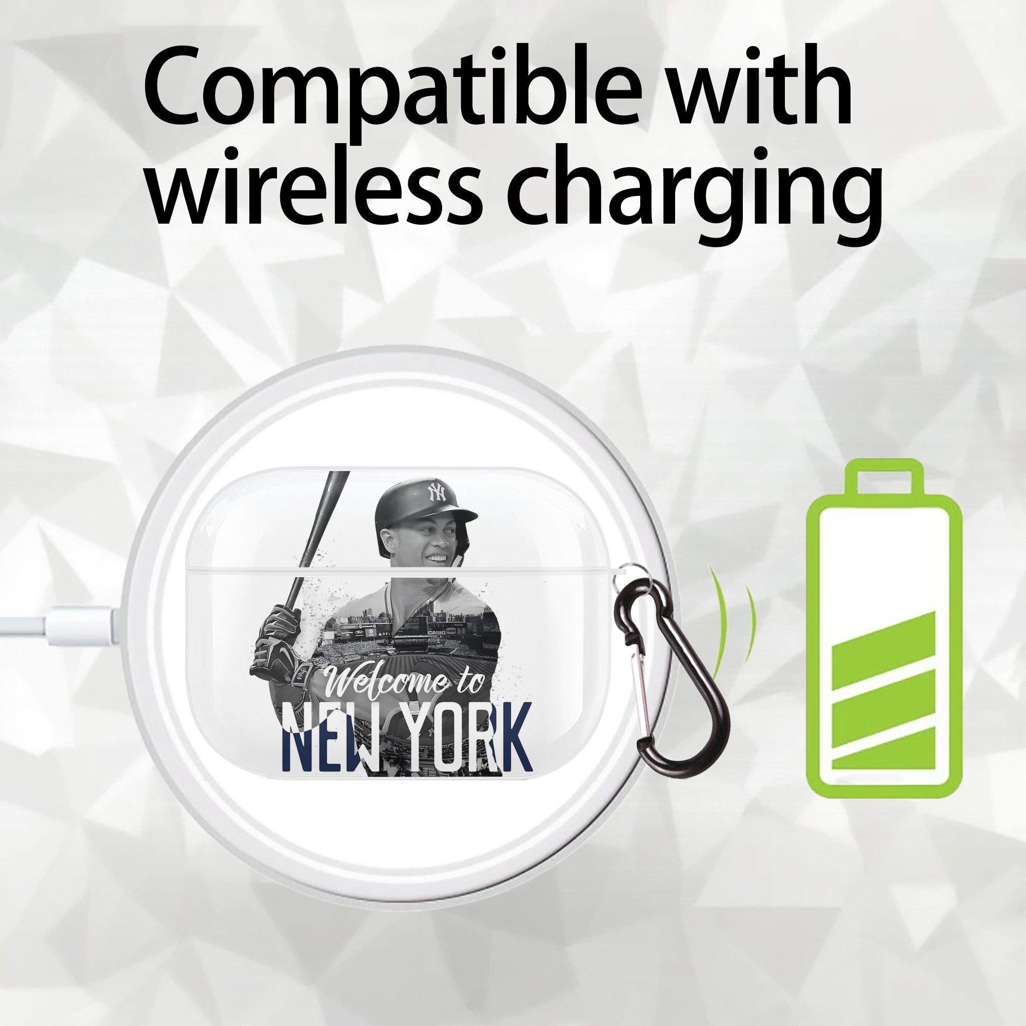 Giancarlo Stanton 4 AirPods Pro Hard Case White With Keychain, Durable Flexible PC, Precise Cutouts, Anti-Fingerprint, Yellowing & Scratch Resistant, Full Protection, Washable