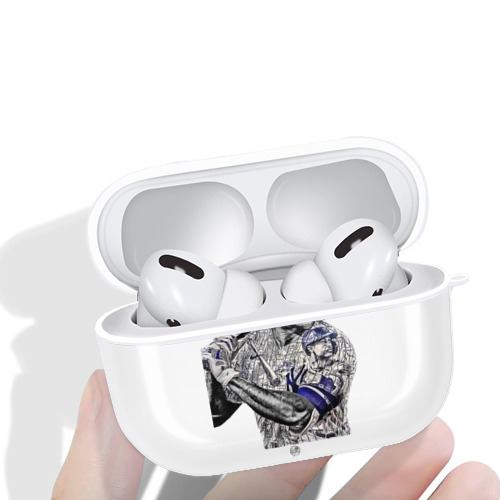 Giancarlo Stanton 5 AirPods Pro Hard Case White With Keychain, Durable Flexible PC, Precise Cutouts, Anti-Fingerprint, Yellowing & Scratch Resistant, Full Protection, Washable