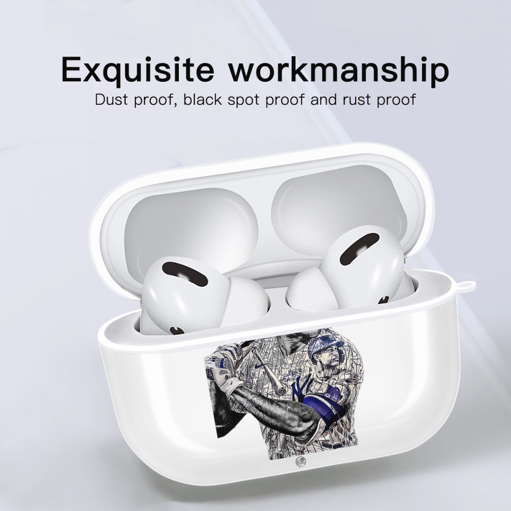 Giancarlo Stanton 5 AirPods Pro Hard Case White With Keychain, Durable Flexible PC, Precise Cutouts, Anti-Fingerprint, Yellowing & Scratch Resistant, Full Protection, Washable