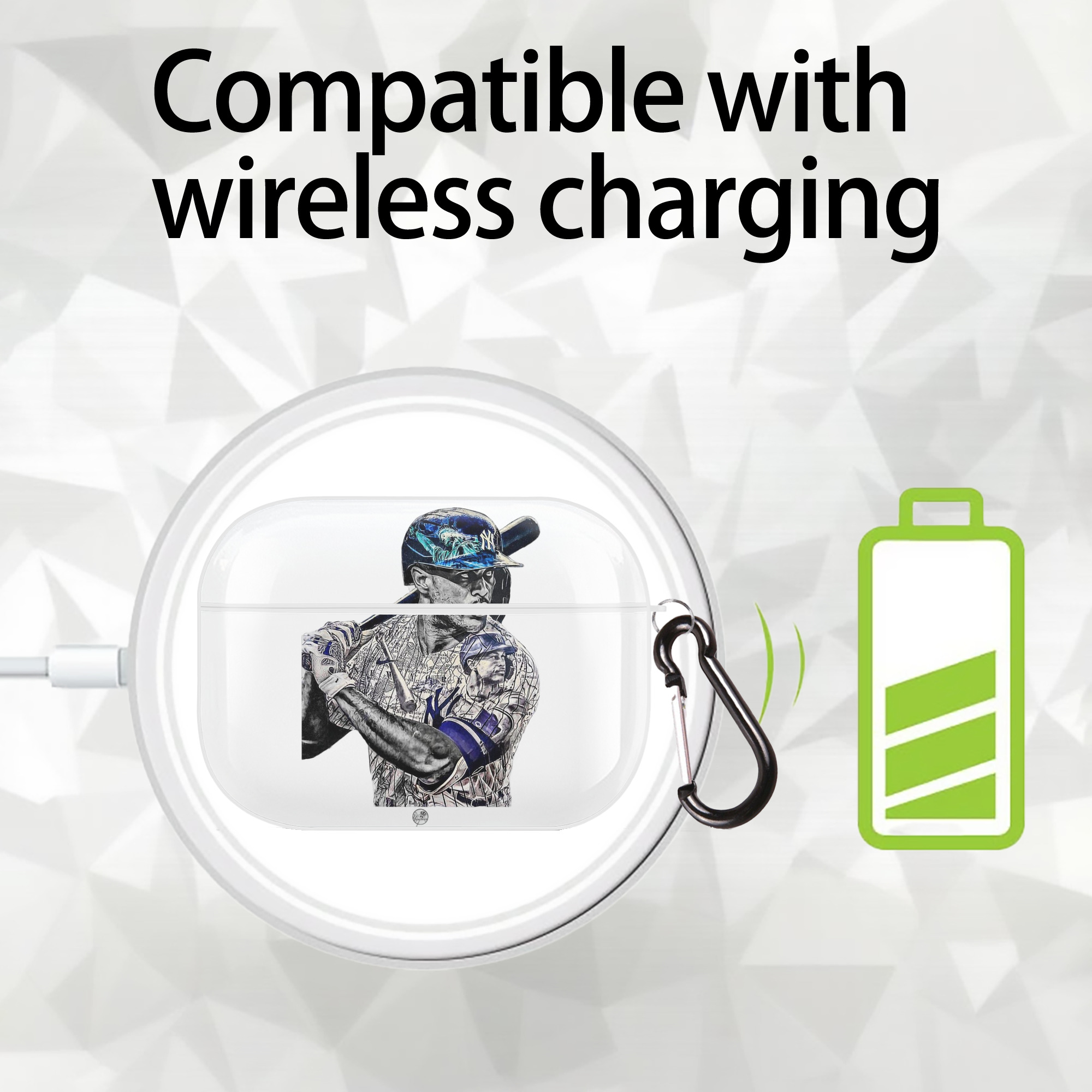 Giancarlo Stanton 5 AirPods Pro Hard Case White With Keychain, Durable Flexible PC, Precise Cutouts, Anti-Fingerprint, Yellowing & Scratch Resistant, Full Protection, Washable