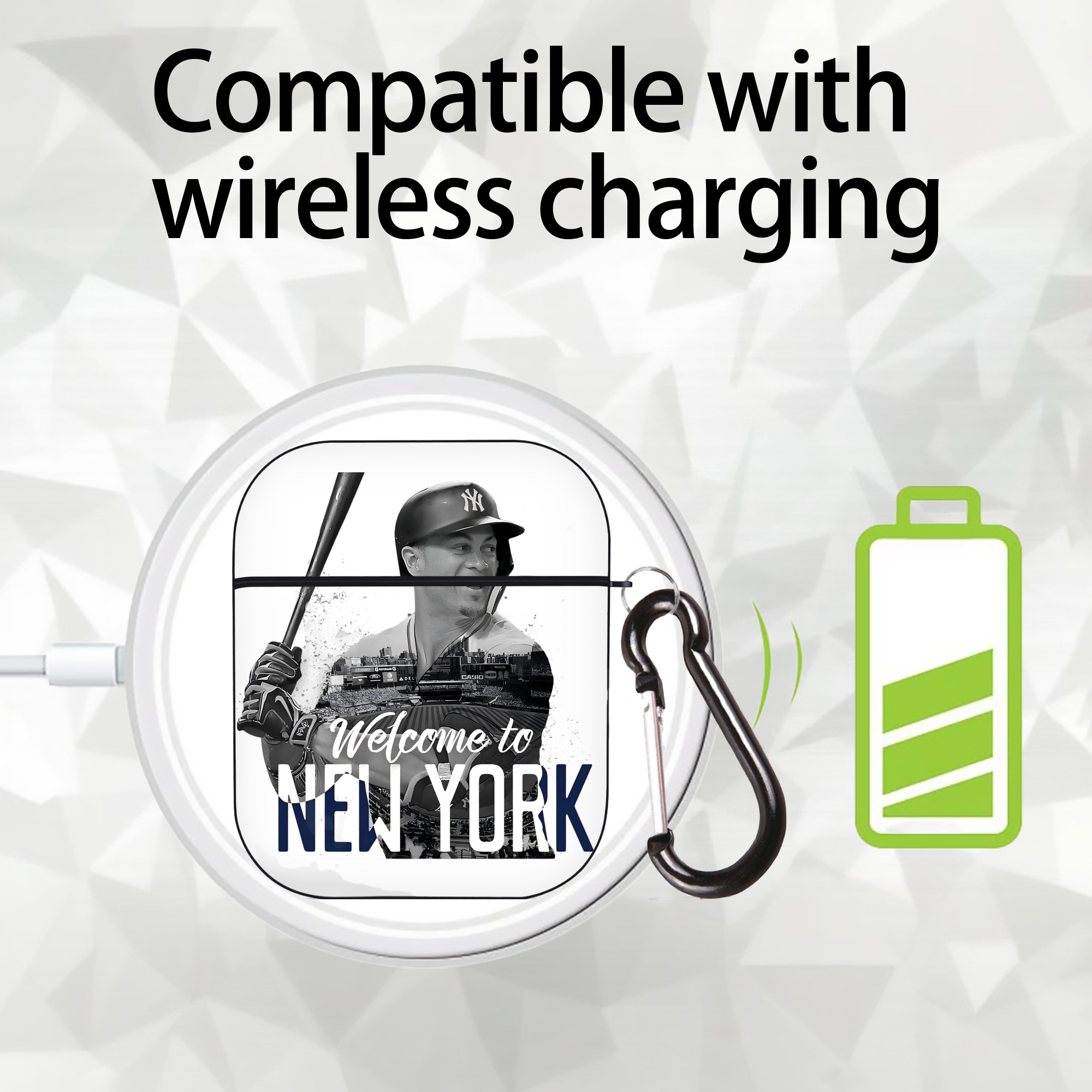 Giancarlo Stanton 4 AirPods 2 Case Hard Shell Black, Flexible PC Material, Precise Cutouts, Full Protection, Anti-Fingerprint, Washable, Includes Keychain – Durable & Slim Design