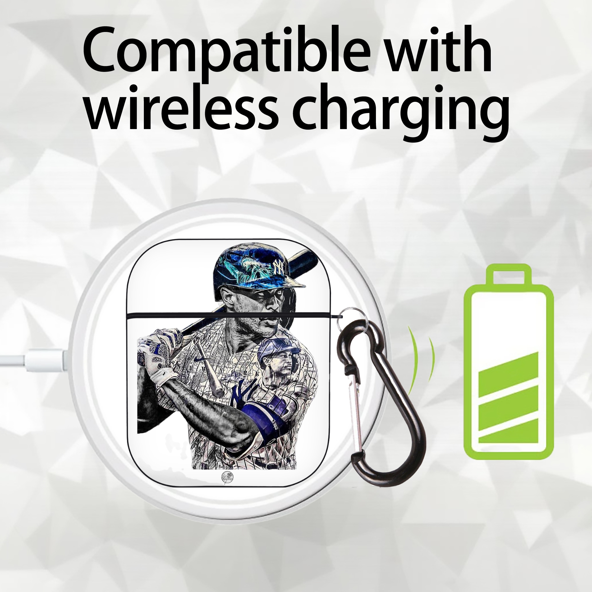 Giancarlo Stanton 5 AirPods 2 Case Hard Shell Black, Flexible PC Material, Precise Cutouts, Full Protection, Anti-Fingerprint, Washable, Includes Keychain – Durable & Slim Design