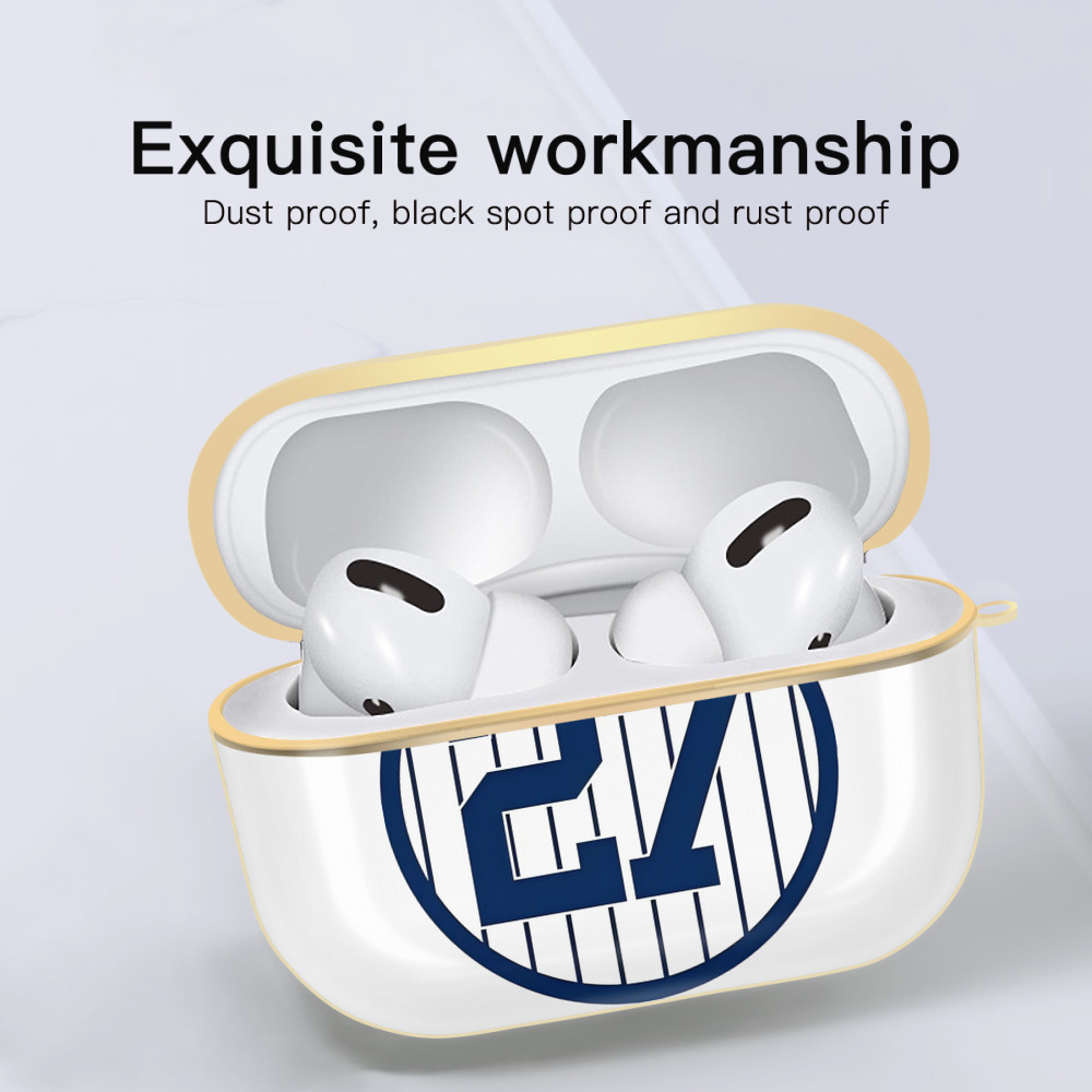 Giancarlo Stanton 3 Luxury Gold AirPods Pro Case With Keychain, Flexible PC Material, Full Protection, Precise Cutouts, Anti-Fingerprint, Washable, Durable Design