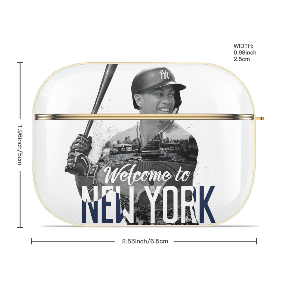 Giancarlo Stanton 4 Luxury Gold AirPods Pro Case With Keychain, Flexible PC Material, Full Protection, Precise Cutouts, Anti-Fingerprint, Washable, Durable Design