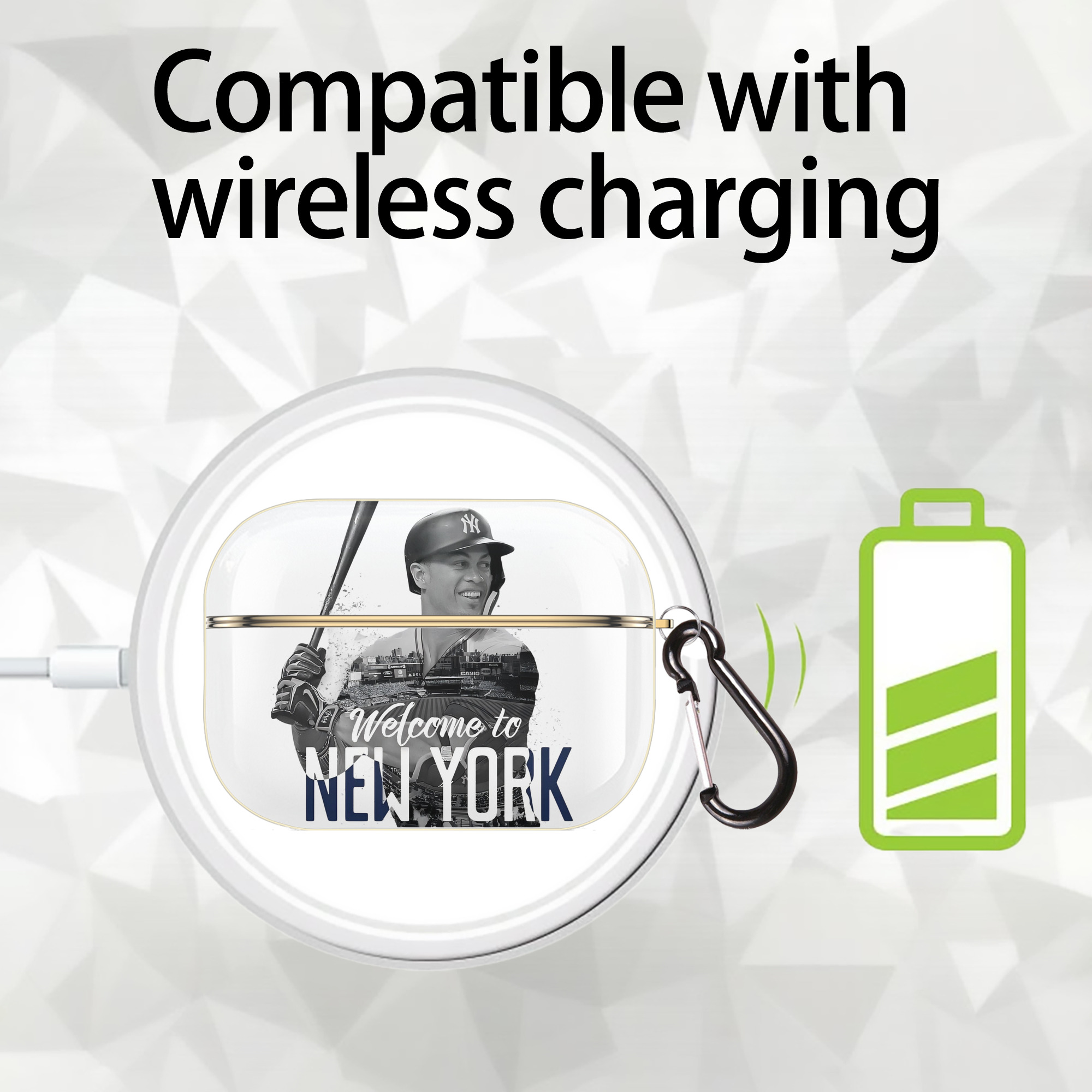 Giancarlo Stanton 4 Luxury Gold AirPods Pro Case With Keychain, Flexible PC Material, Full Protection, Precise Cutouts, Anti-Fingerprint, Washable, Durable Design