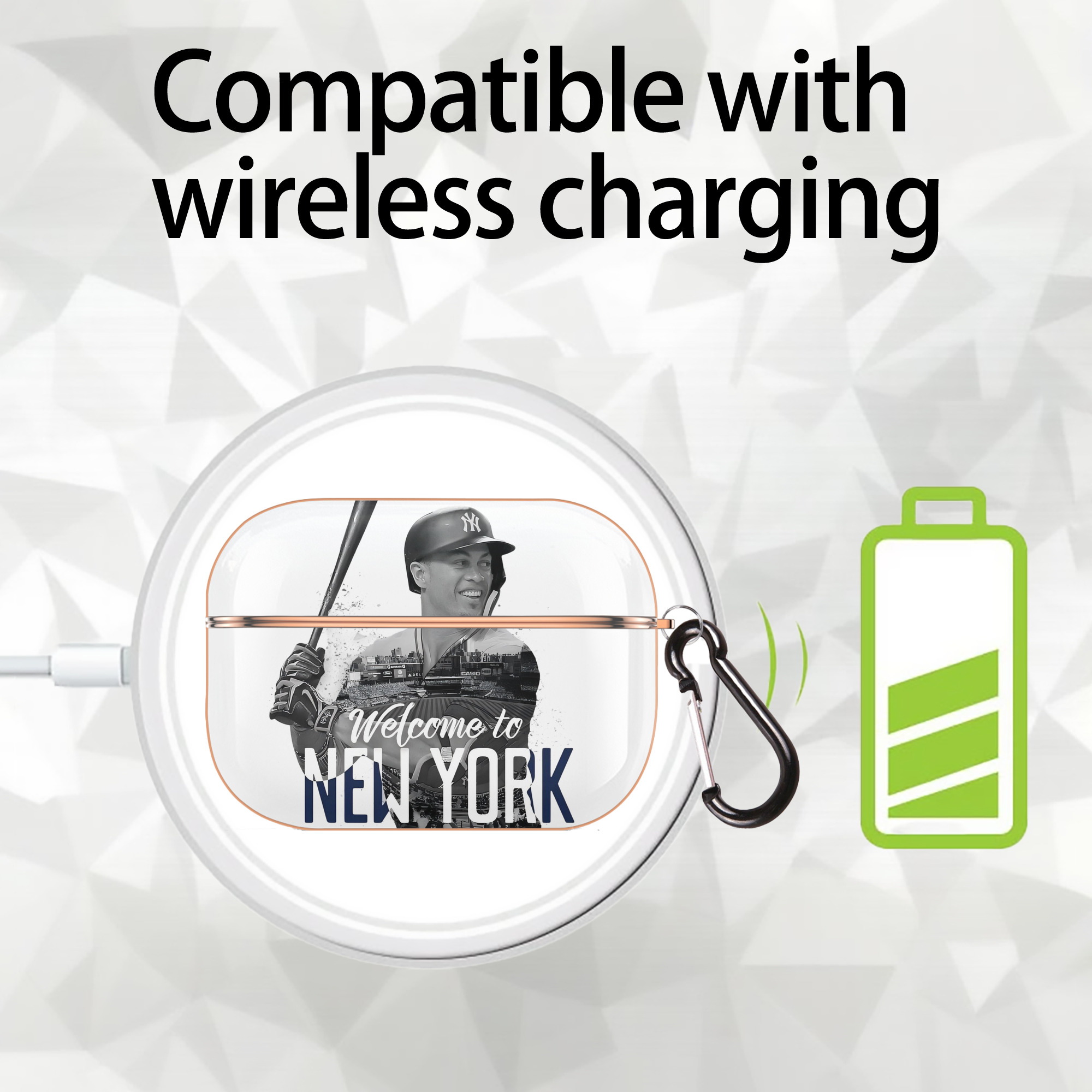 Giancarlo Stanton 4 AirPods Pro Protective Case Rose Gold, Flexible PC Material, Precise Fit, Anti-Slip Cover, Full Protection, Fingerprint Resistant, Washable With Keychain