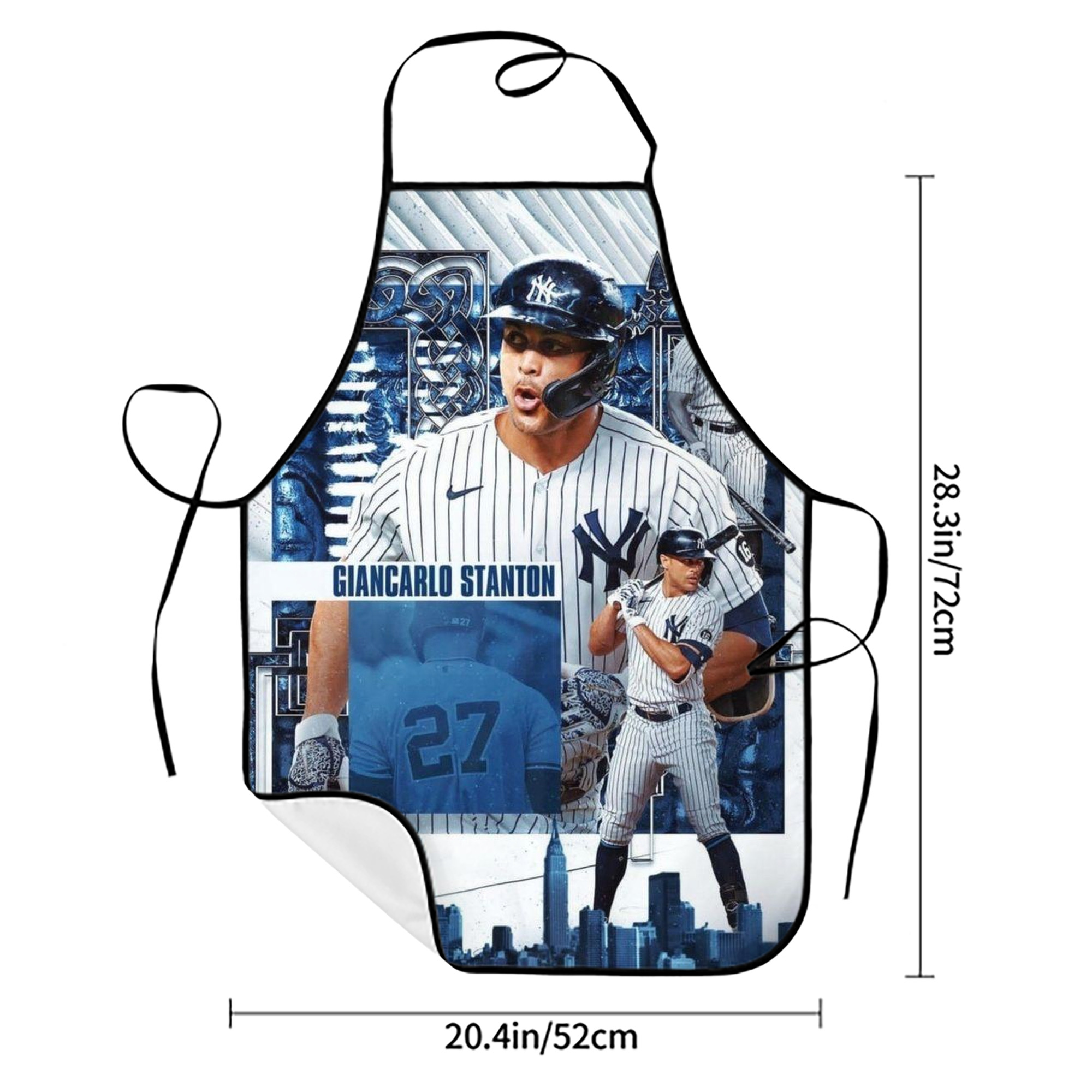 Giancarlo Stanton 17 Stain-Resistant Polyester Apron With Pocket – Full Print, Waterproof, Anti-Wrinkle, Anti-Pilling – Ideal For Kitchen, BBQ, Restaurant, Salon & More