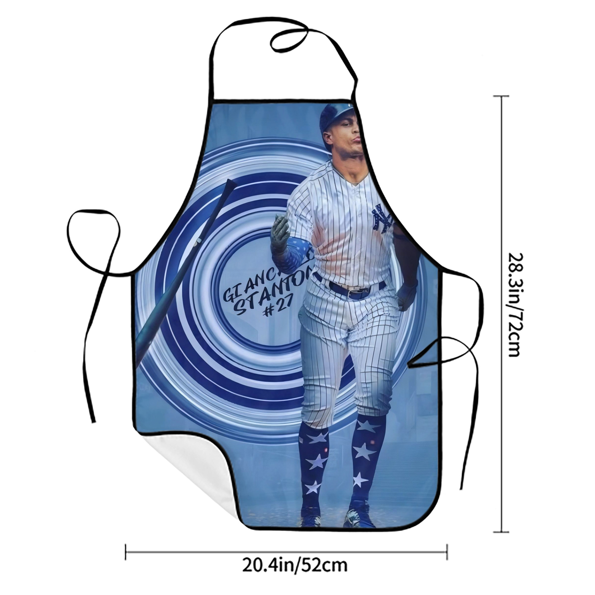 Giancarlo Stanton 16 Stain-Resistant Polyester Apron With Pocket – Full Print, Waterproof, Anti-Wrinkle, Anti-Pilling – Ideal For Kitchen, BBQ, Restaurant, Salon & More