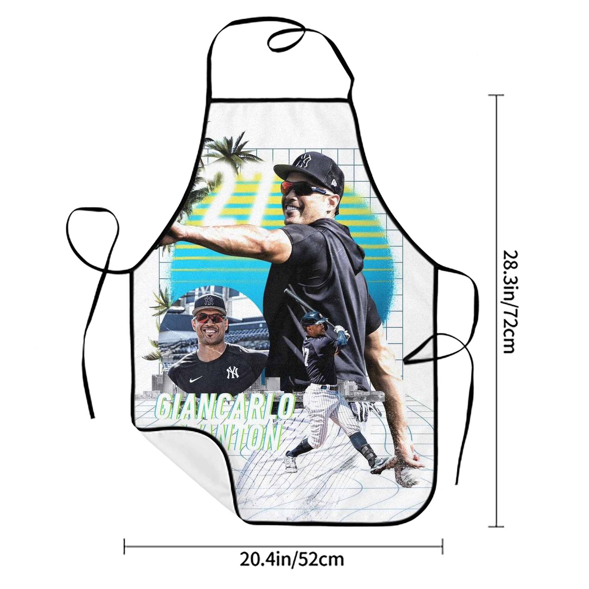 Giancarlo Stanton 30 Stain-Resistant Polyester Apron With Pocket – Full Print, Waterproof, Anti-Wrinkle, Anti-Pilling – Ideal For Kitchen, BBQ, Restaurant, Salon & More
