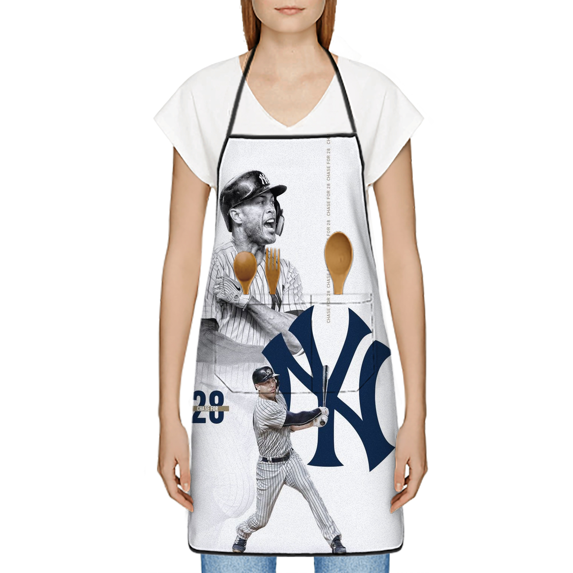 Giancarlo Stanton 10 Stain-Resistant Polyester Apron With Pocket – Full Print, Waterproof, Anti-Wrinkle, Anti-Pilling – Ideal For Kitchen, BBQ, Restaurant, Salon & More