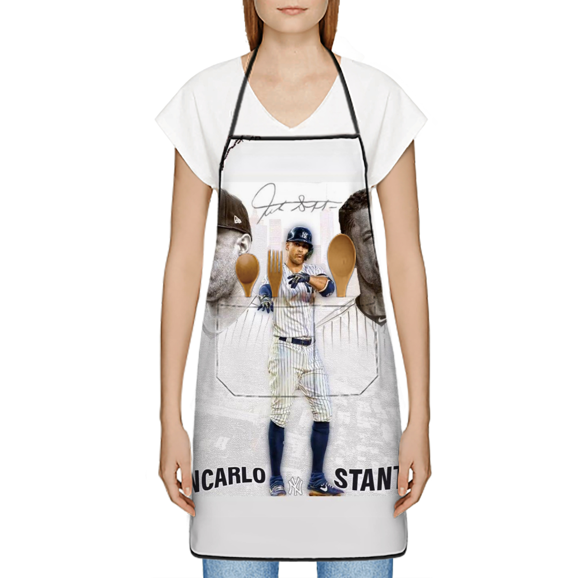 Giancarlo Stanton 11 Stain-Resistant Polyester Apron With Pocket – Full Print, Waterproof, Anti-Wrinkle, Anti-Pilling – Ideal For Kitchen, BBQ, Restaurant, Salon & More