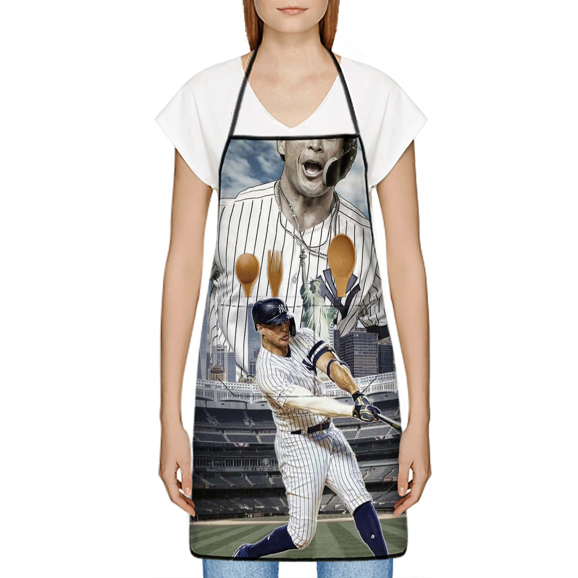 Giancarlo Stanton 14 Stain-Resistant Polyester Apron With Pocket – Full Print, Waterproof, Anti-Wrinkle, Anti-Pilling – Ideal For Kitchen, BBQ, Restaurant, Salon & More