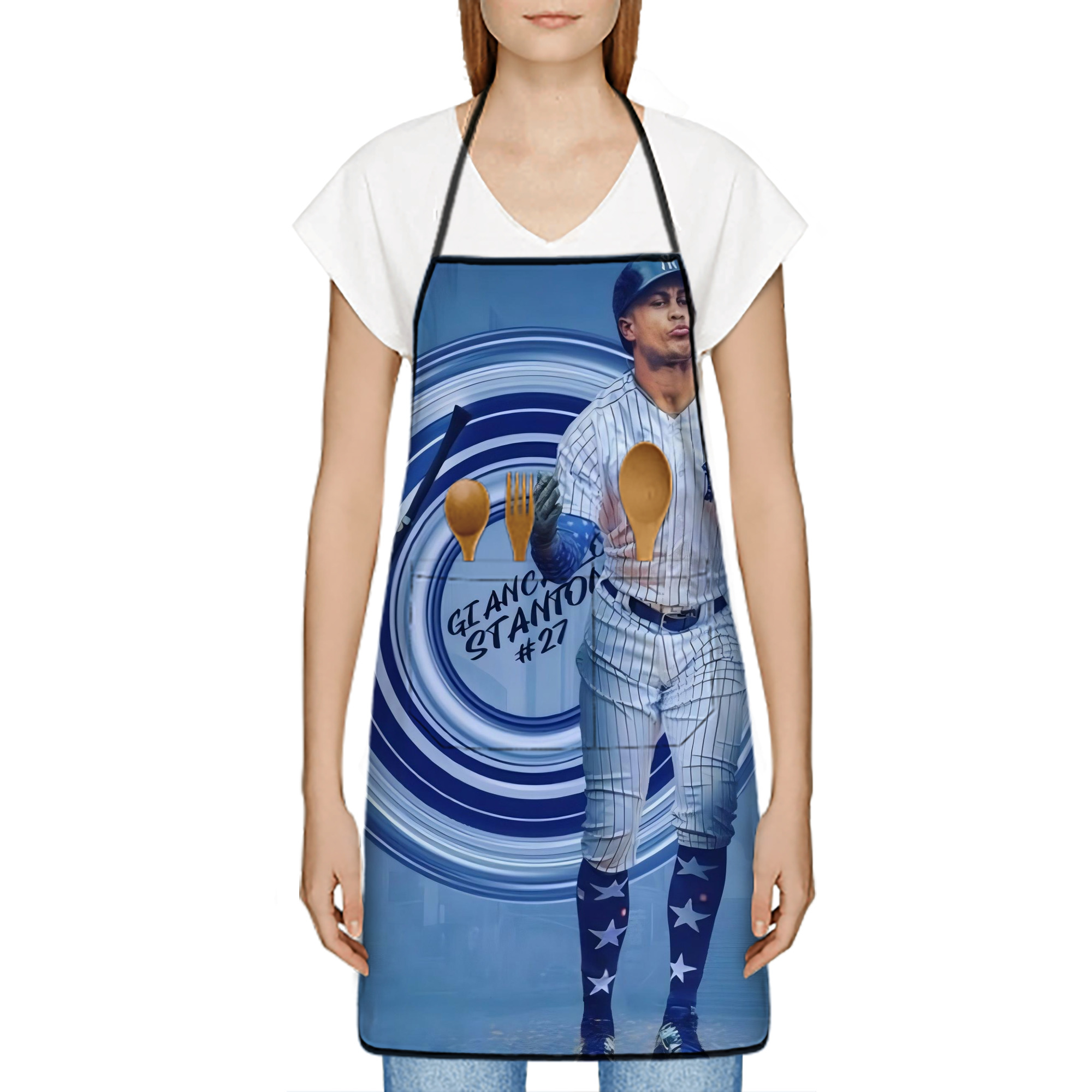 Giancarlo Stanton 16 Stain-Resistant Polyester Apron With Pocket – Full Print, Waterproof, Anti-Wrinkle, Anti-Pilling – Ideal For Kitchen, BBQ, Restaurant, Salon & More