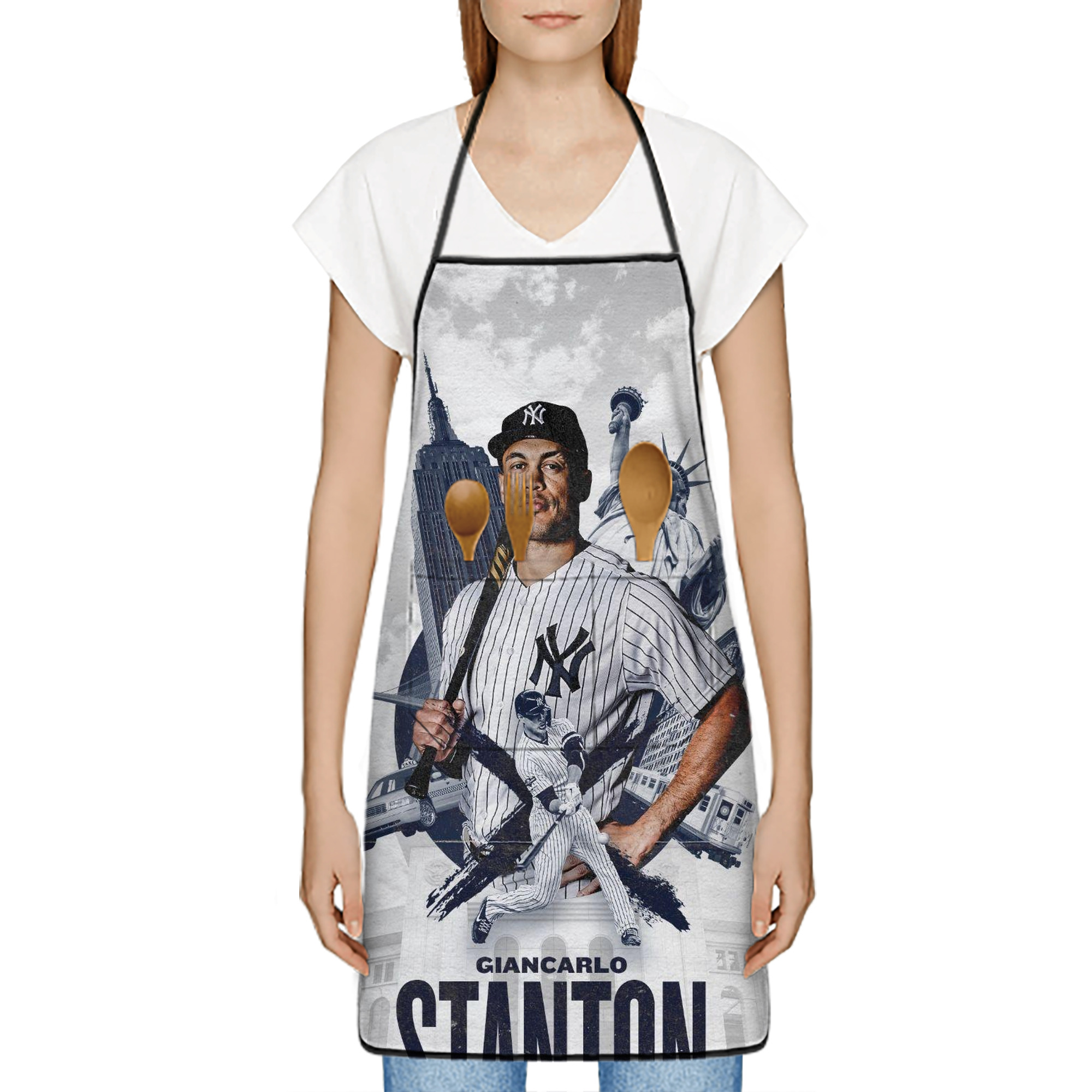 Giancarlo Stanton 23 Stain-Resistant Polyester Apron With Pocket – Full Print, Waterproof, Anti-Wrinkle, Anti-Pilling – Ideal For Kitchen, BBQ, Restaurant, Salon & More