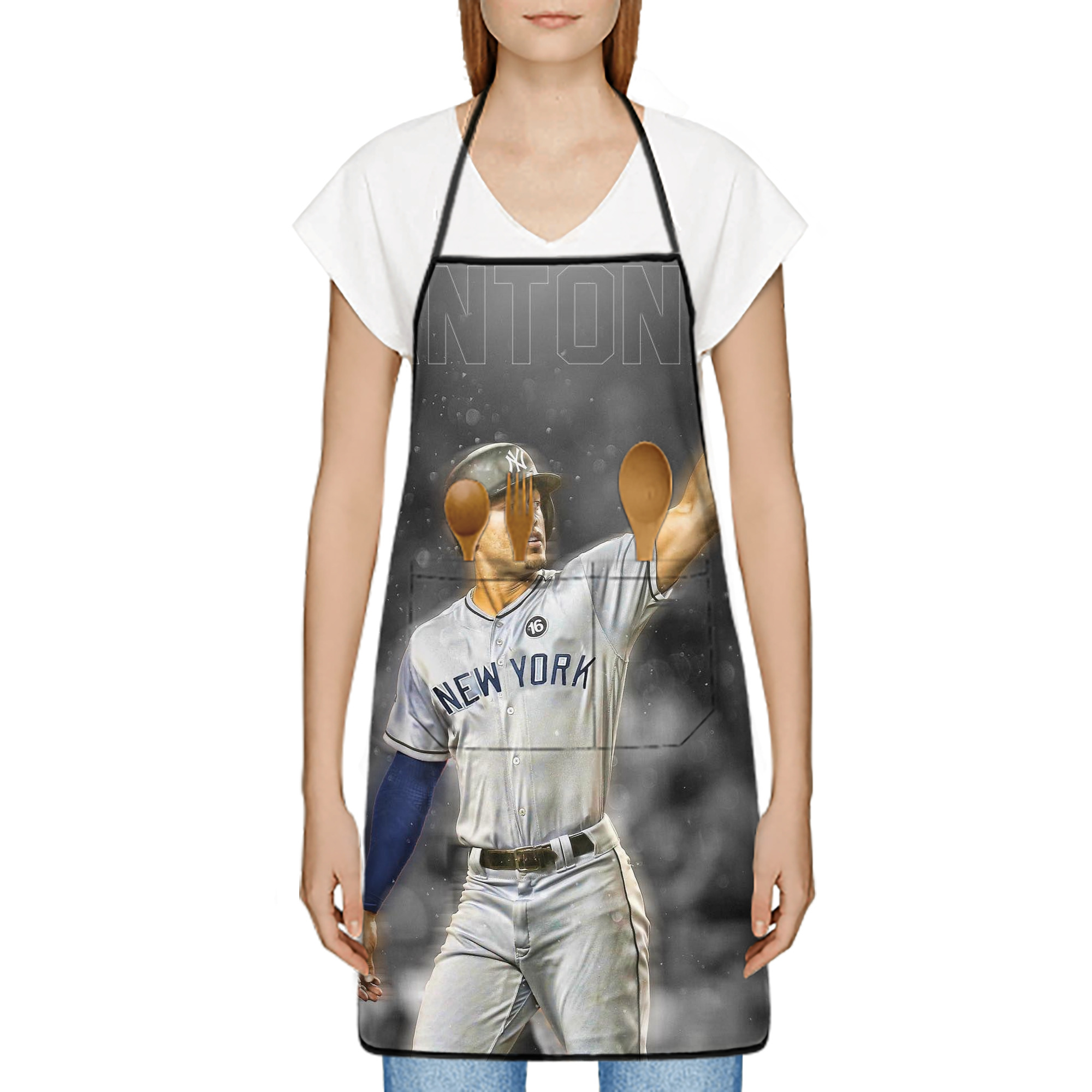 Giancarlo Stanton 25 Stain-Resistant Polyester Apron With Pocket – Full Print, Waterproof, Anti-Wrinkle, Anti-Pilling – Ideal For Kitchen, BBQ, Restaurant, Salon & More